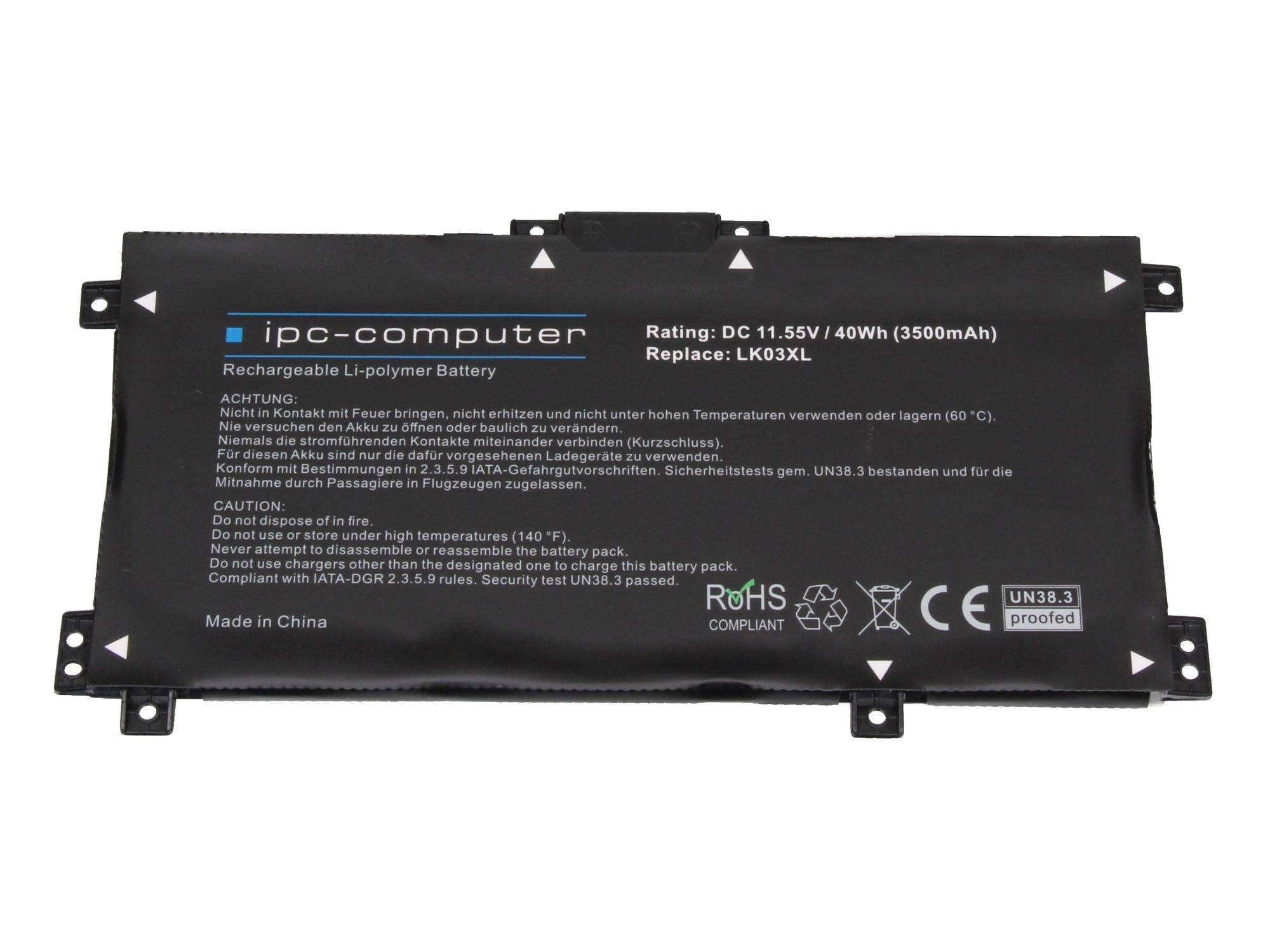 Ipc-computer Notebook-Akku LK03XL REPLACE 11.55V 3500 mAh HP