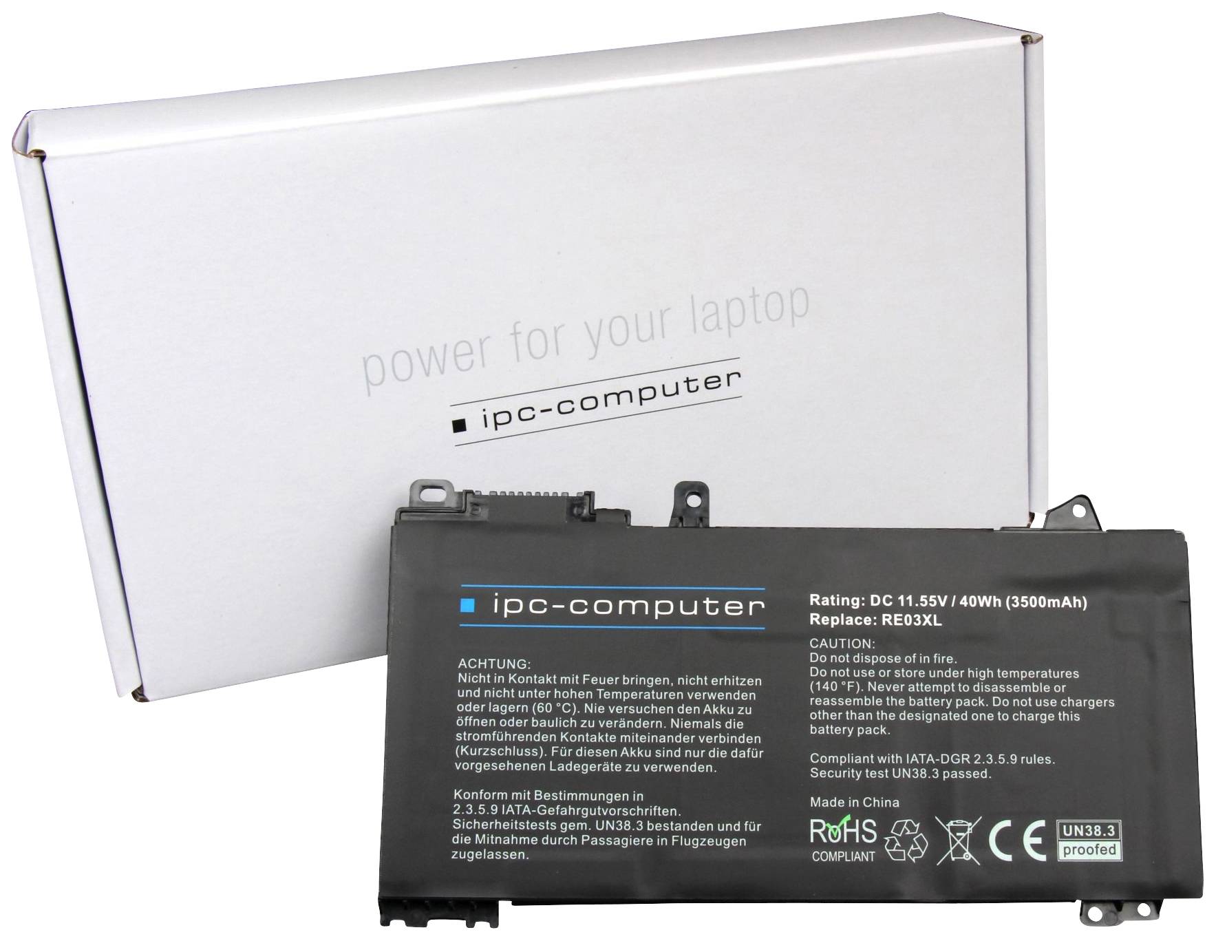 Ipc-computer Notebook-Akku RE03 REPLACE 11.55V 3500 mAh HP
