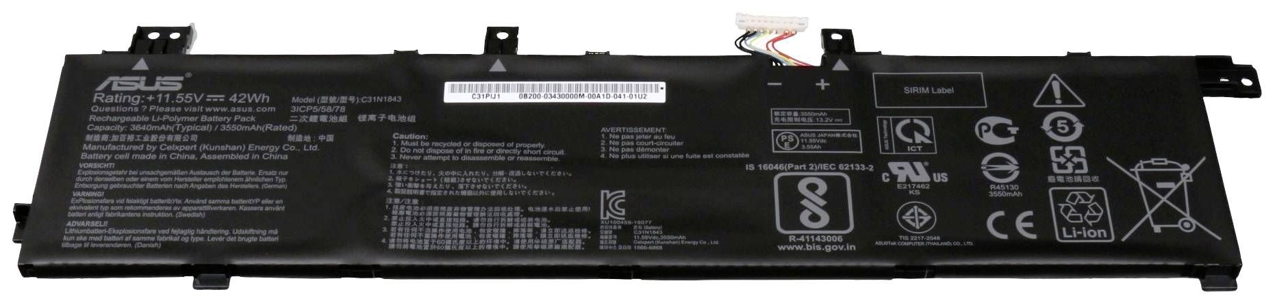 Asus Notebook-Akku 11.55V 3640 mAh