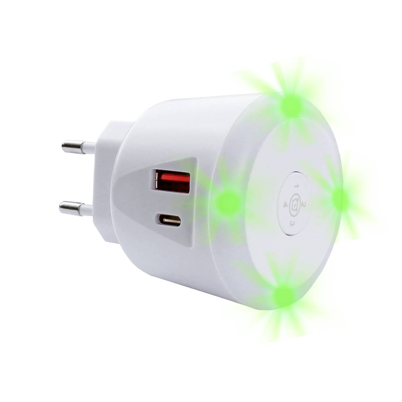 EcoSavers USB Timer Charger USB Ladegerät 20 W 1x USB-A, 1x USB-C® Weiß Innenbereich