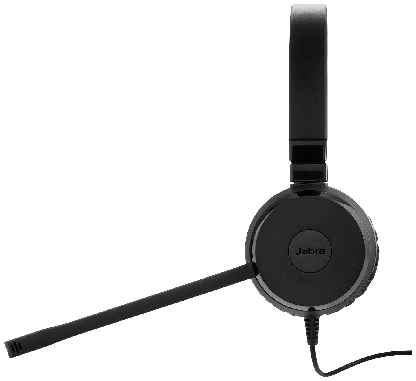 Schwarzes Over-Ear-Headset mit Mikrofon und Kabel, geeignet für PC-Nutzung.