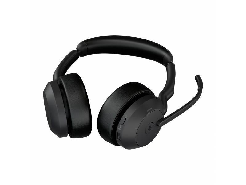 Jabra Evolve2 55 MS Stereo On Ear Headset Bluetooth® Stereo Schwarz Noise Cancelling, Mikrofon-Rauschunterdrückung Headset