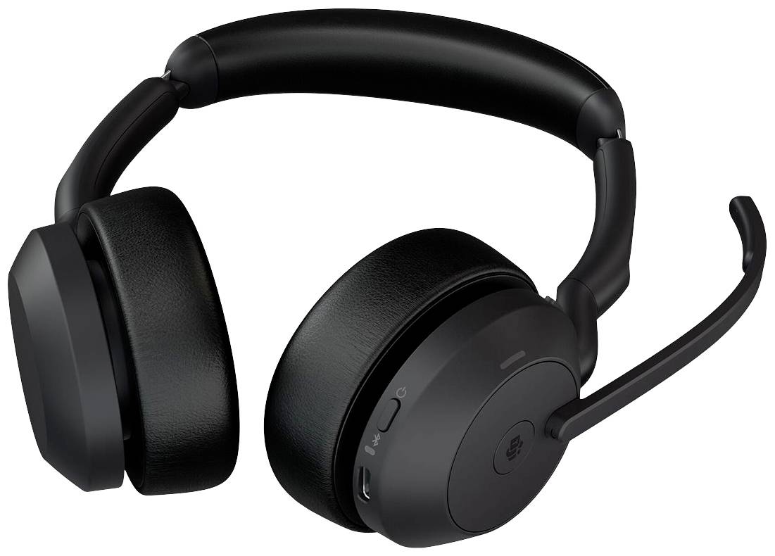 Jabra Evolve2 55 MS Stereo On Ear Kopfhörer Bluetooth® Stereo Schwarz Mikrofon-Rauschunterdrückung, Noise Cancelling Headset