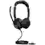 Jabra Evolve2 50 MS Stereo Computer On Ear Headset Bluetooth®, kabelgebunden Stereo Schwarz Mikrofo