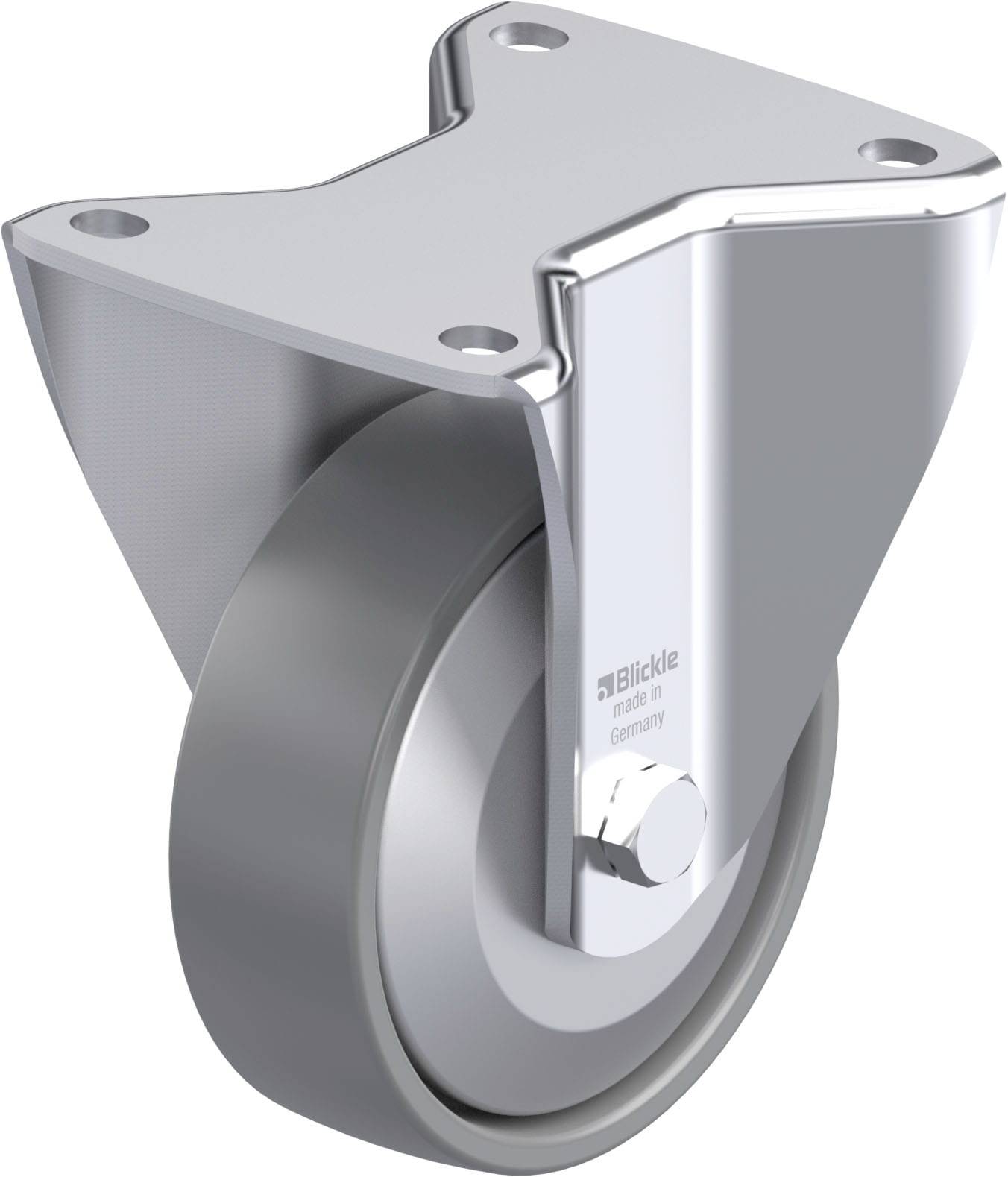 Eine graue Rollenrolle mit metallener Halterung, geeignet für den Einsatz an Möbeln oder anderen beweglichen Strukturen.