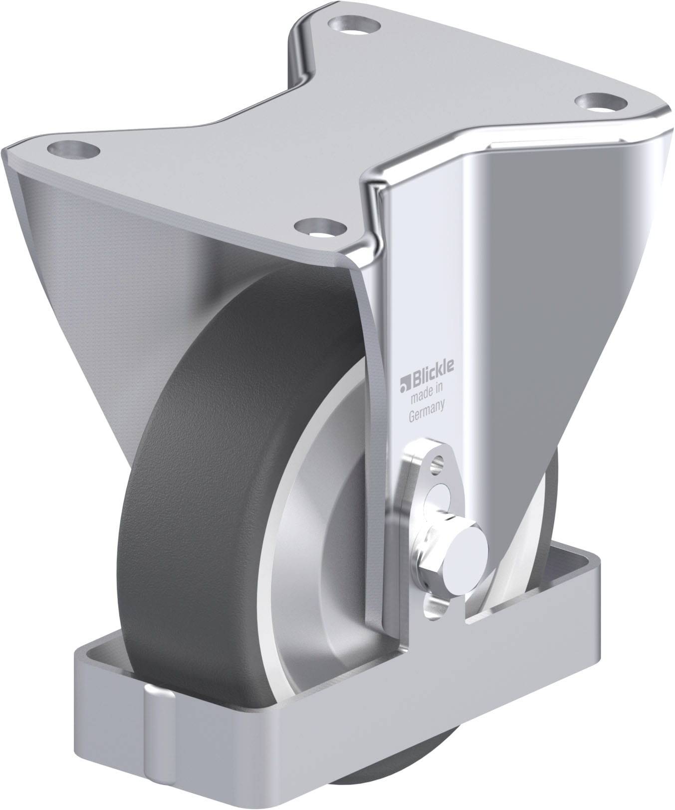 Industrie-Doppelrad mit robustem Metallgehäuse, geeignet für schwere Lasten.