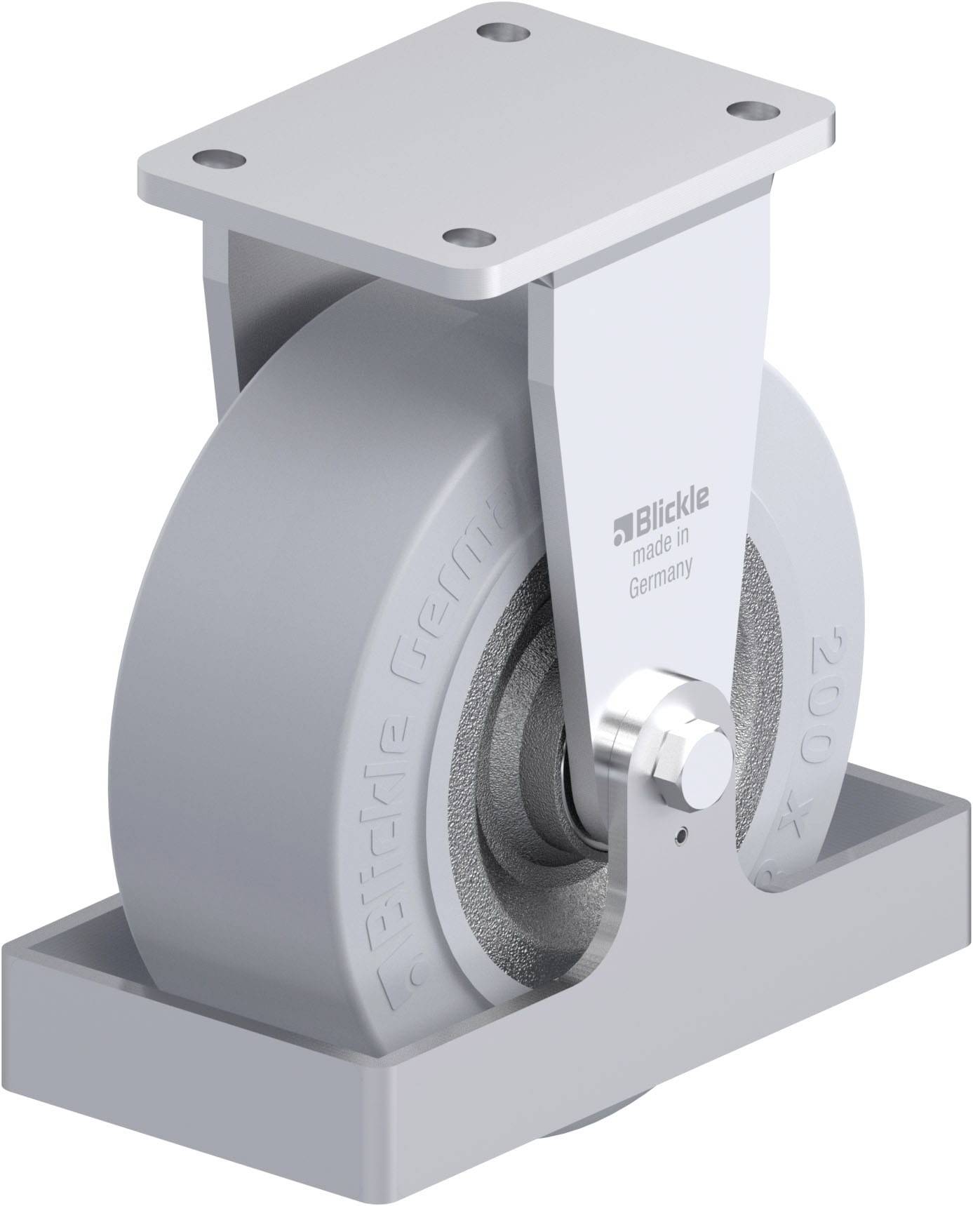 Blickle 946552 BO-SE 202K-SG-FS Schwerlast-Bockrolle Rad-Durchmesser: 200mm Tragfähigkeit (max.): 850kg 1St.