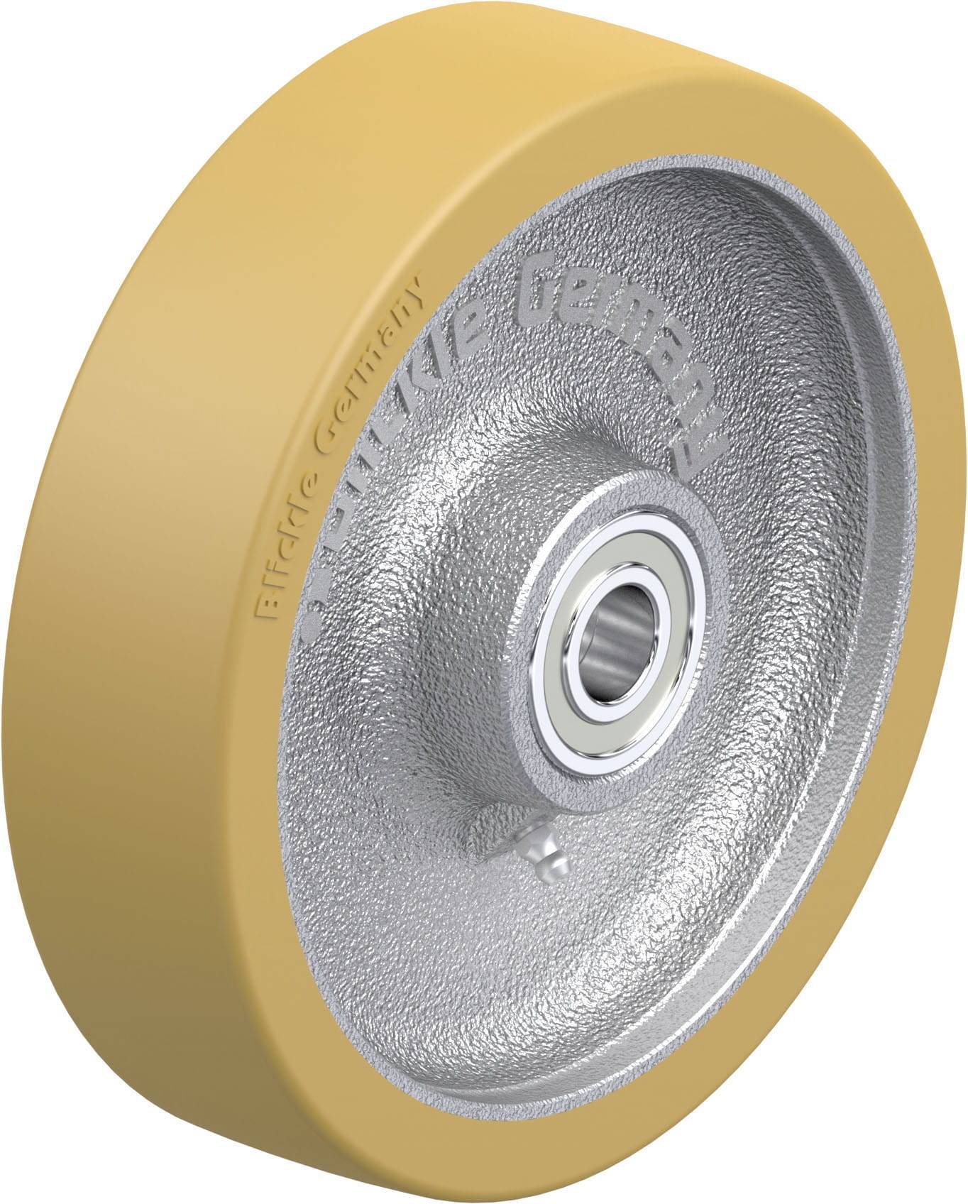 'Räder Technika' Rad aus Metall und Kunststoff, mit einem Lager in der Mitte. Geeignet für industrielle Anwendungen.