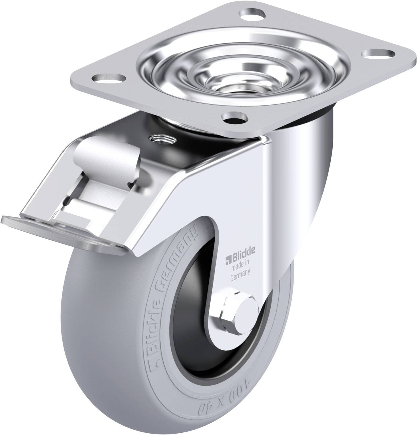 Blickle 921785 LE-POES 100KF-FI-SG Stahlblech-Lenkrolle Rad-Durchmesser: 100mm Tragfähigkeit (max.): 150kg 1St.