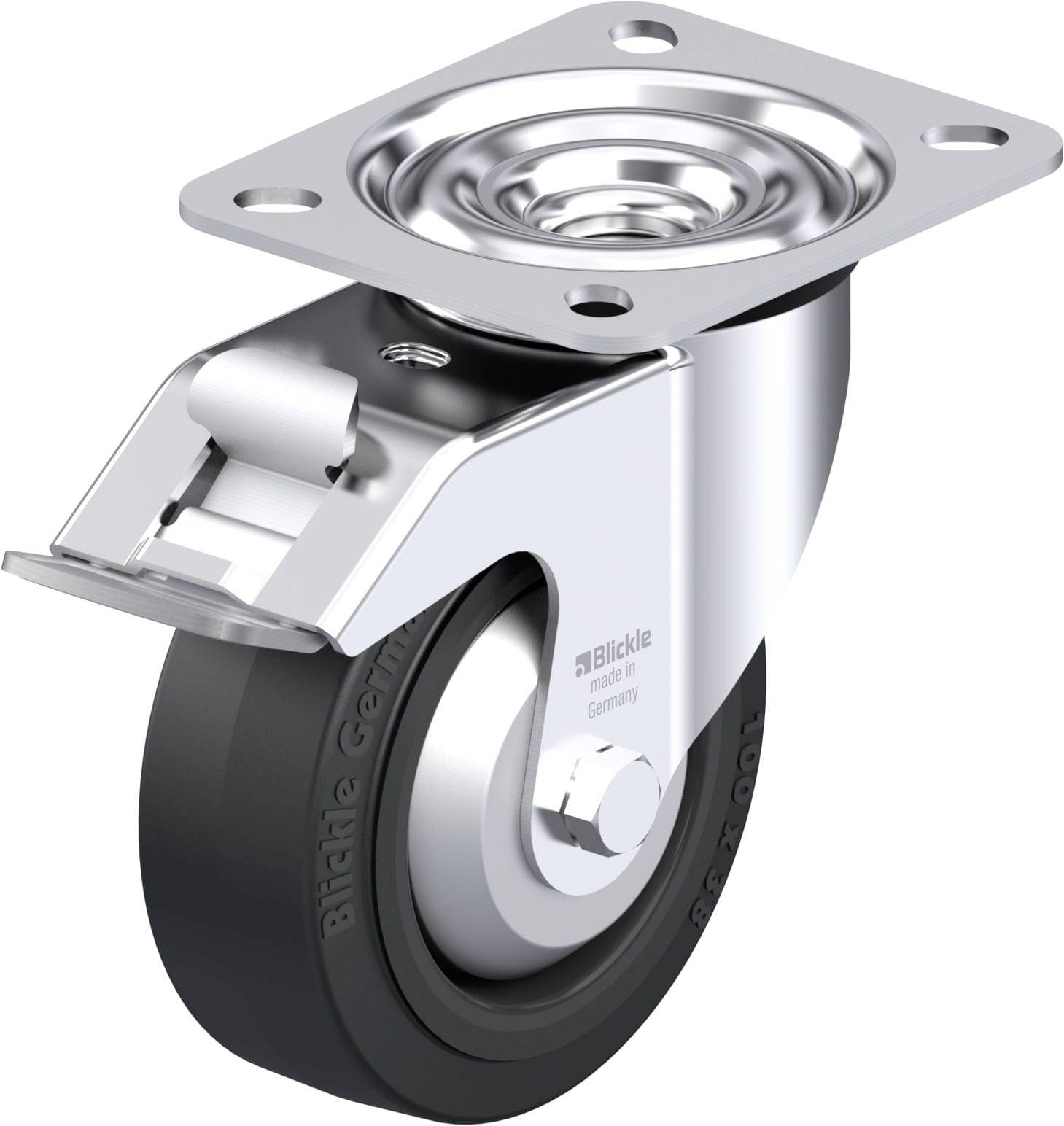 Blickle 850104 LE-POEV 100XR-FI-FA Stahlblech-Lenkrolle Rad-Durchmesser: 100mm Tragfähigkeit (max.): 150kg 1St.