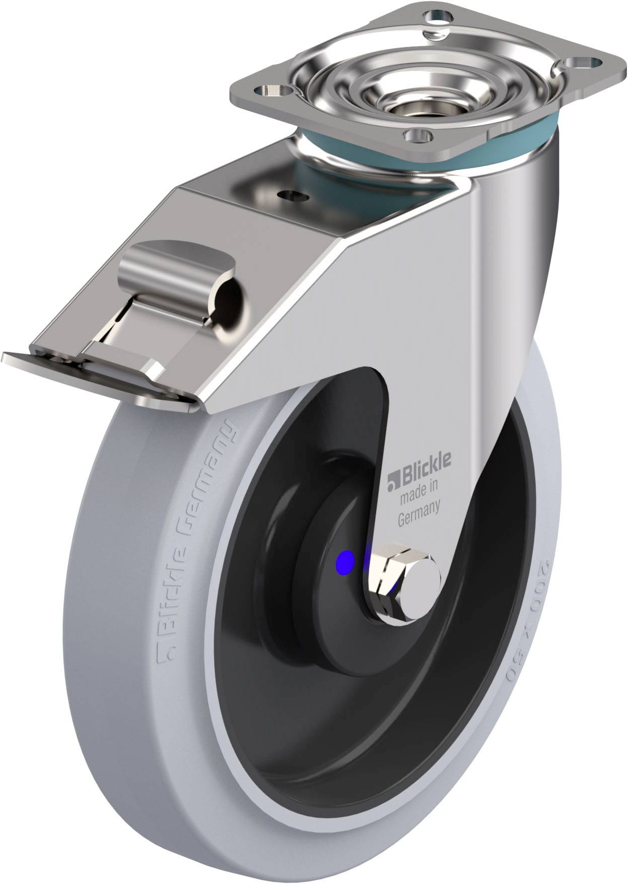 Blickle 942088 LEX-POEV 200XKA-1-FI-SG-GKN Edelstahl-Lenkrolle Rad-Durchmesser: 200mm Tragfähigkeit (max.): 300kg 1St.