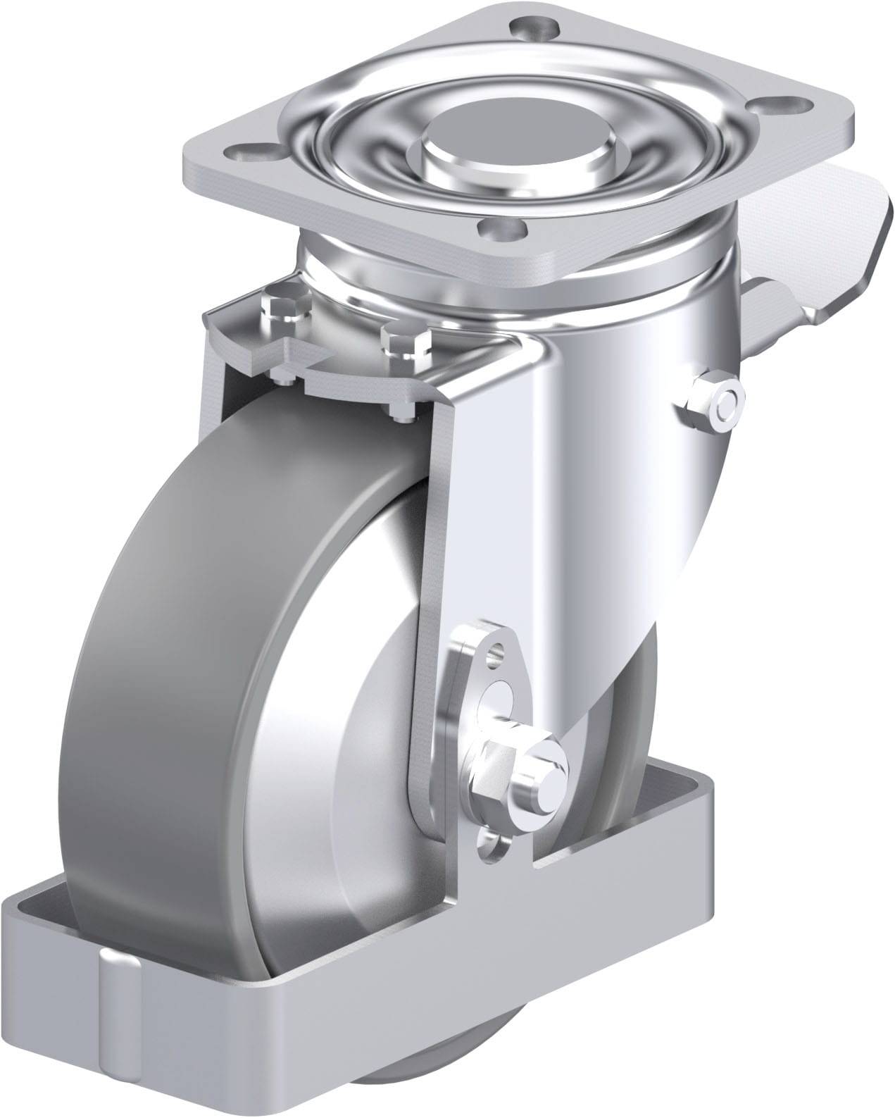 Industrie-Rollenlager mit Metallschutzplatte, geeignet für schwere Lasten. Solide Bauweise und drehbar für flexible Bewegung.