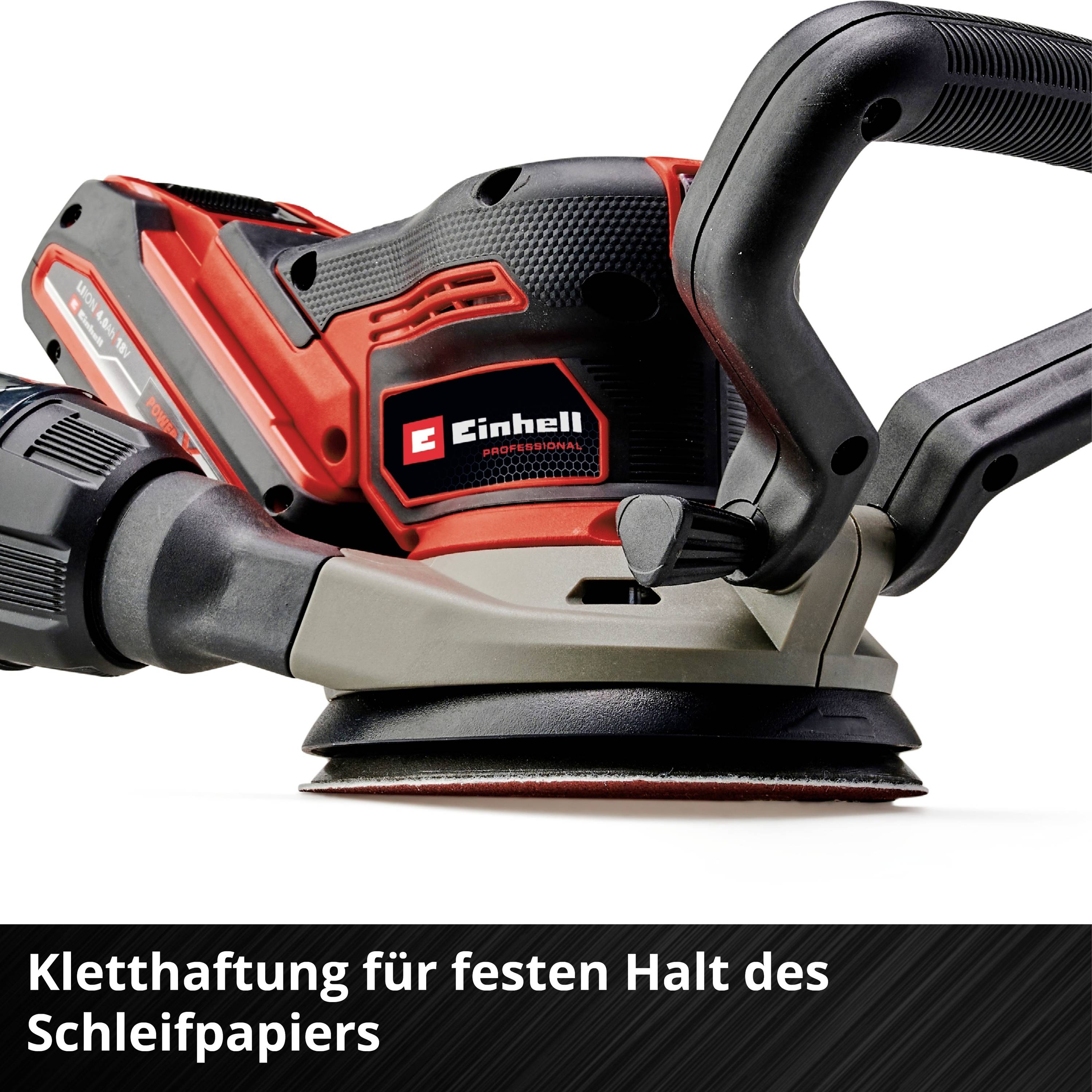 Einhell Schleifgerät, rot-schwarz, mit Klettsystem für sicheren Halt des Schleifpapiers.