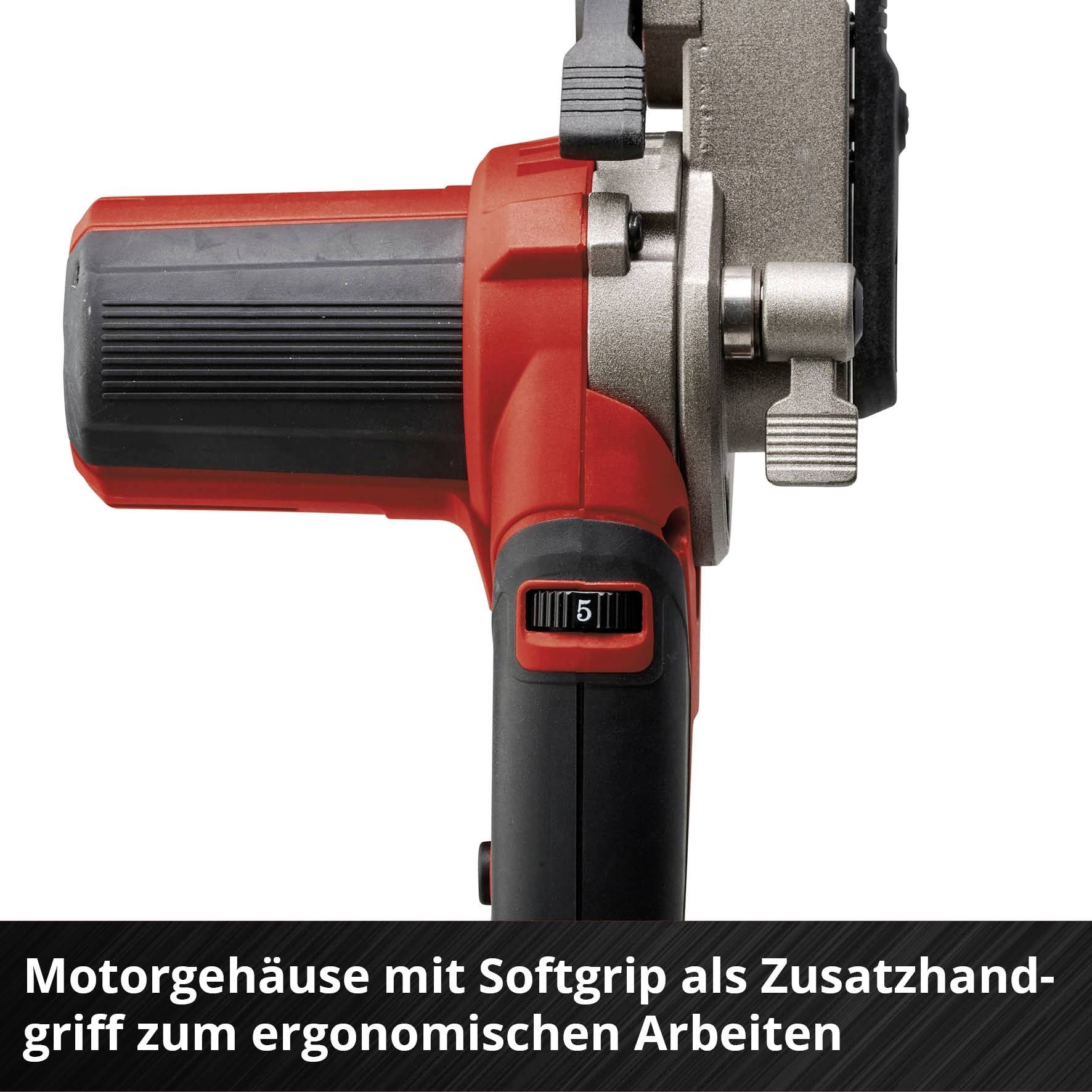 Motorengehäuse mit Softgrip-Handgriff, bietet ergonomisches Arbeiten.