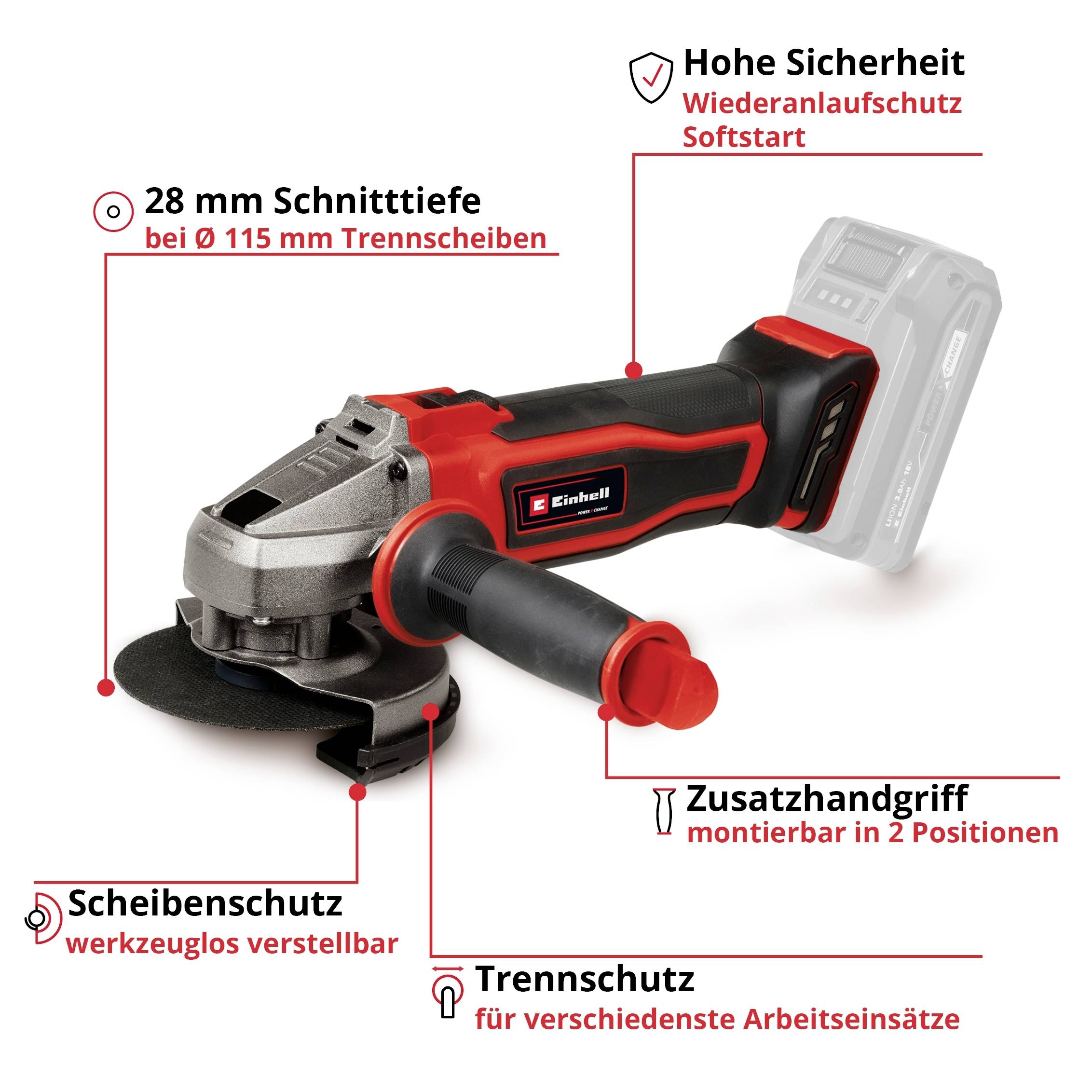 Einhell TE-AG 18/115-2 Li 4431166 Akku-Winkelschleifer 115mm ohne Akku, ohne Ladegerät 18V