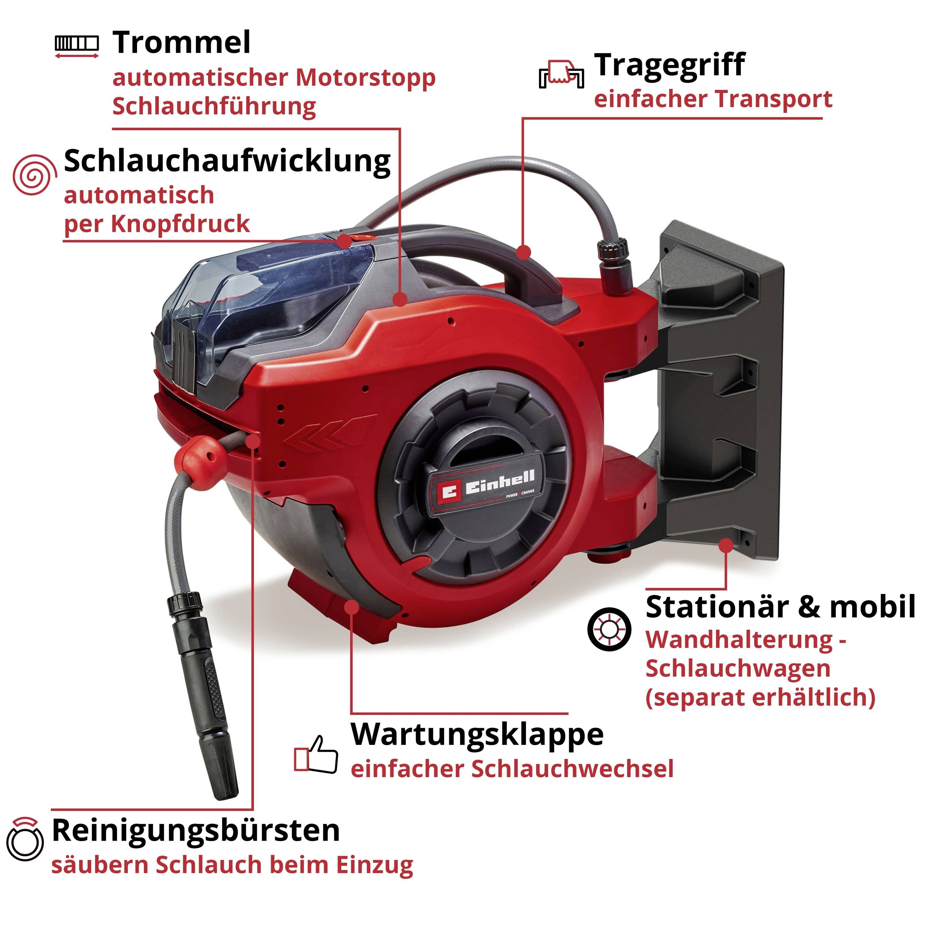 Einhell 4173770 GE-HR 18/30 Li-Solo 540mm 1/2 Zoll 1 St. Rot Schlauchtrommel