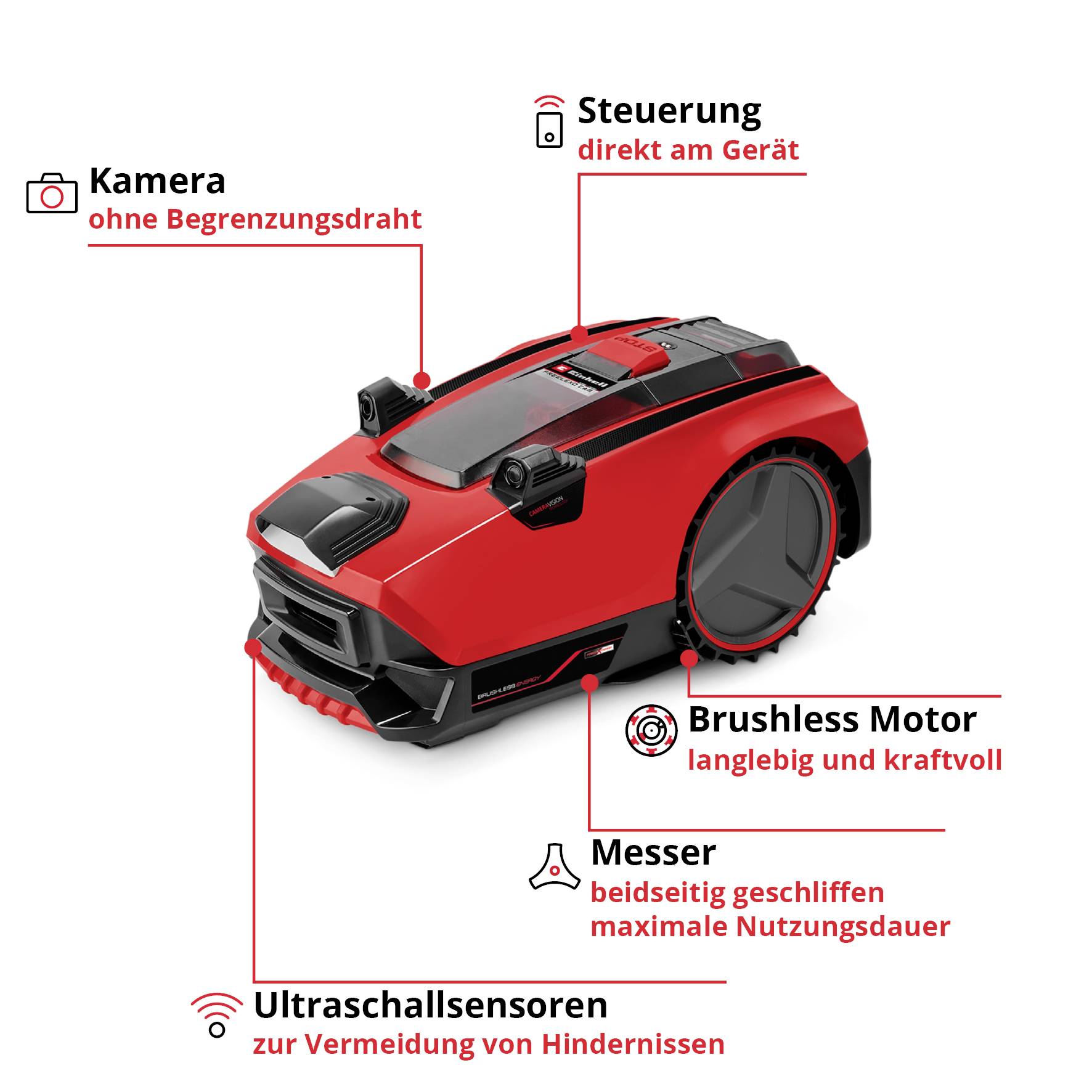 Einhell 3413991 FREELEXO CAM 500 Mähroboter Geeignet für Fläche max. 500m²