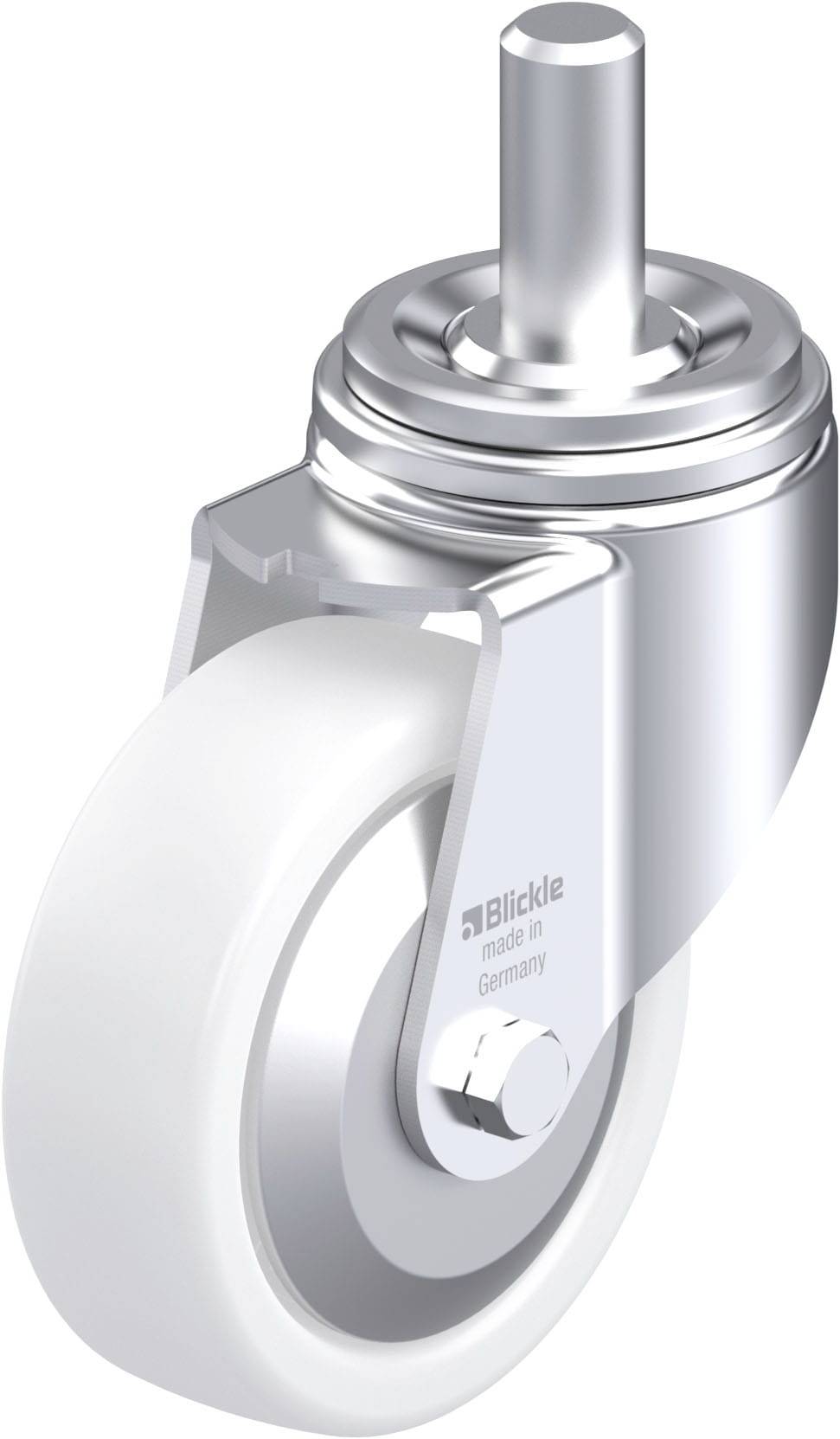 'Rollenrad aus Metall mit weißem Rad und Befestigungsstange, Markenname 