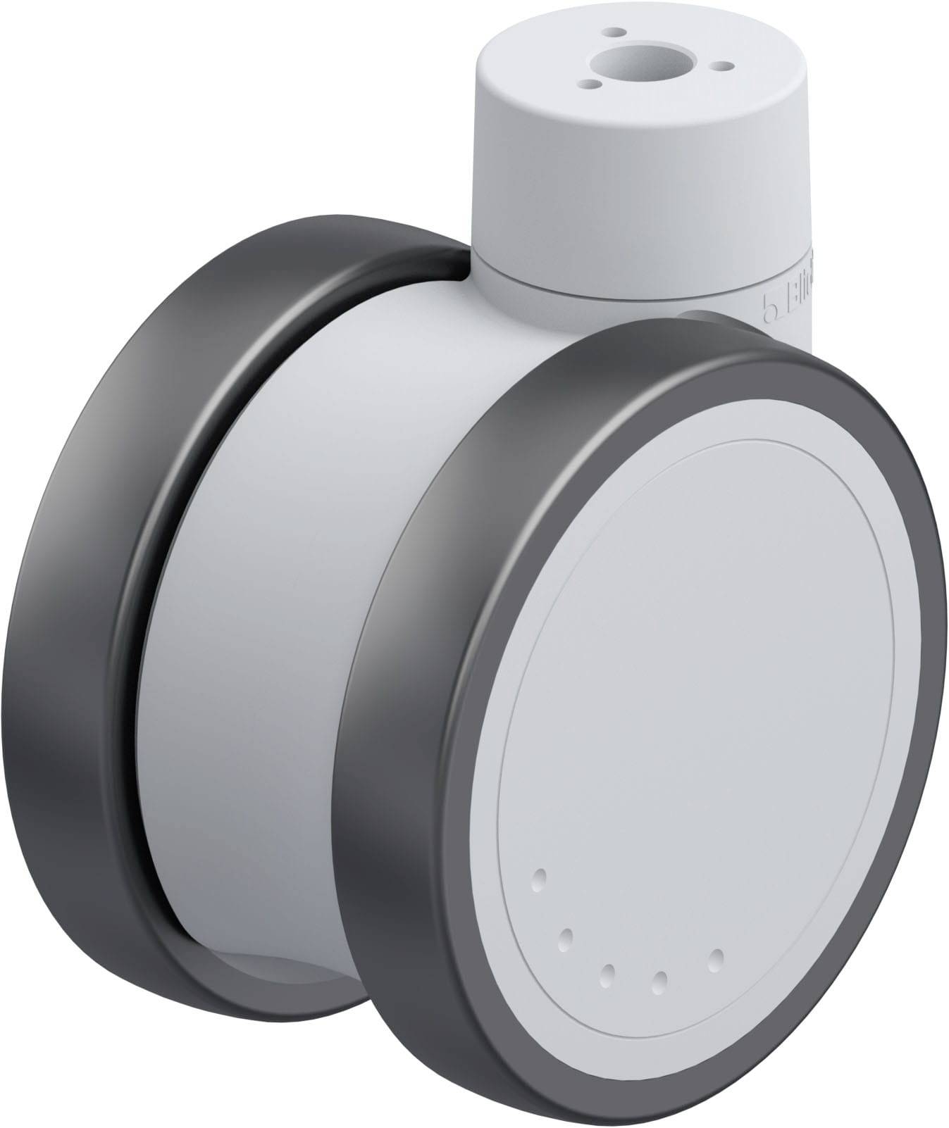 Ein weißer, zylindrischer Sensor mit schwarzem Rand, möglicherweise ein Messgerät oder Detektor, ohne sichtbare Messskala oder Anzeige.