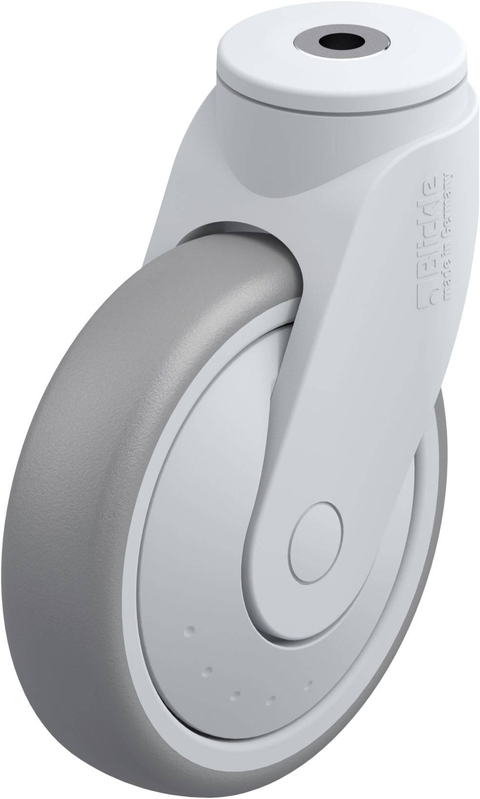 Industrierad in Grau und Weiß. Moderner, ergonomischer Entwurf, geeignet für Möbel oder Geräte.