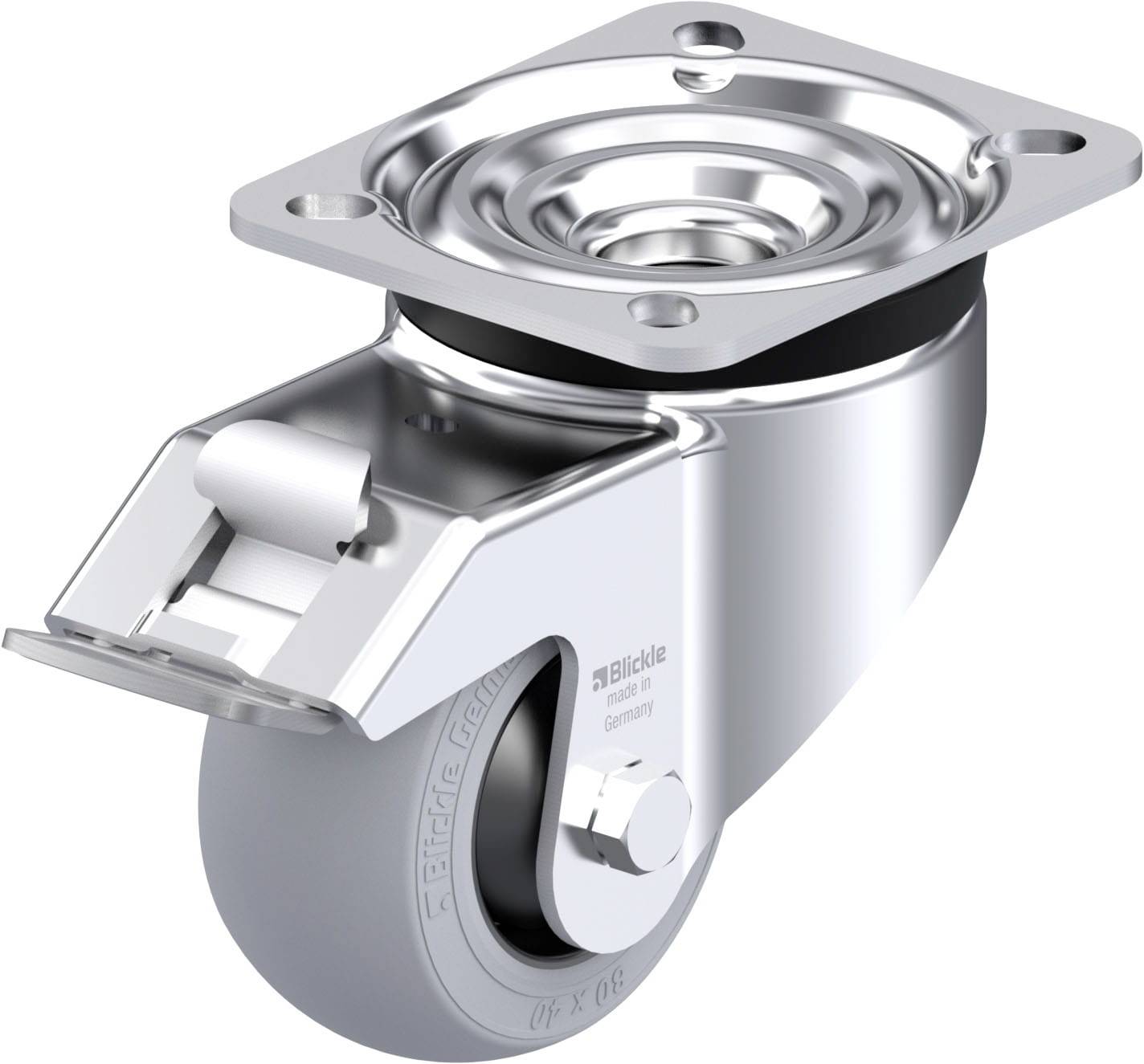 Blickle 946456 LK-POES 80KF-FI-SG Stahlblech-Lenkrolle Rad-Durchmesser: 80mm Tragfähigkeit (max.): 110kg 1St.