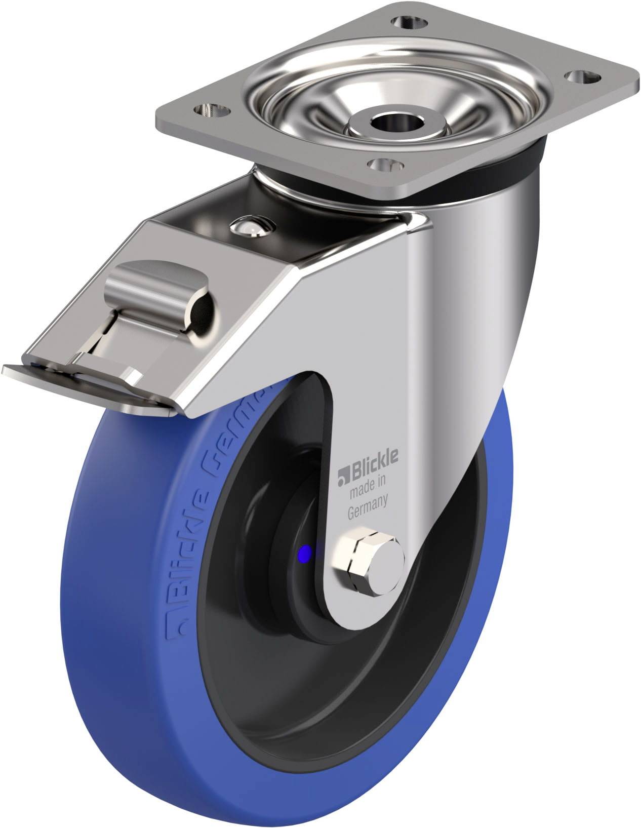 Blickle 908971 LKX-POBS 200XKA-FI Edelstahl-Schwerlast-Lenkrolle Rad-Durchmesser: 200mm Tragfähigkeit (max.): 500kg 1St.