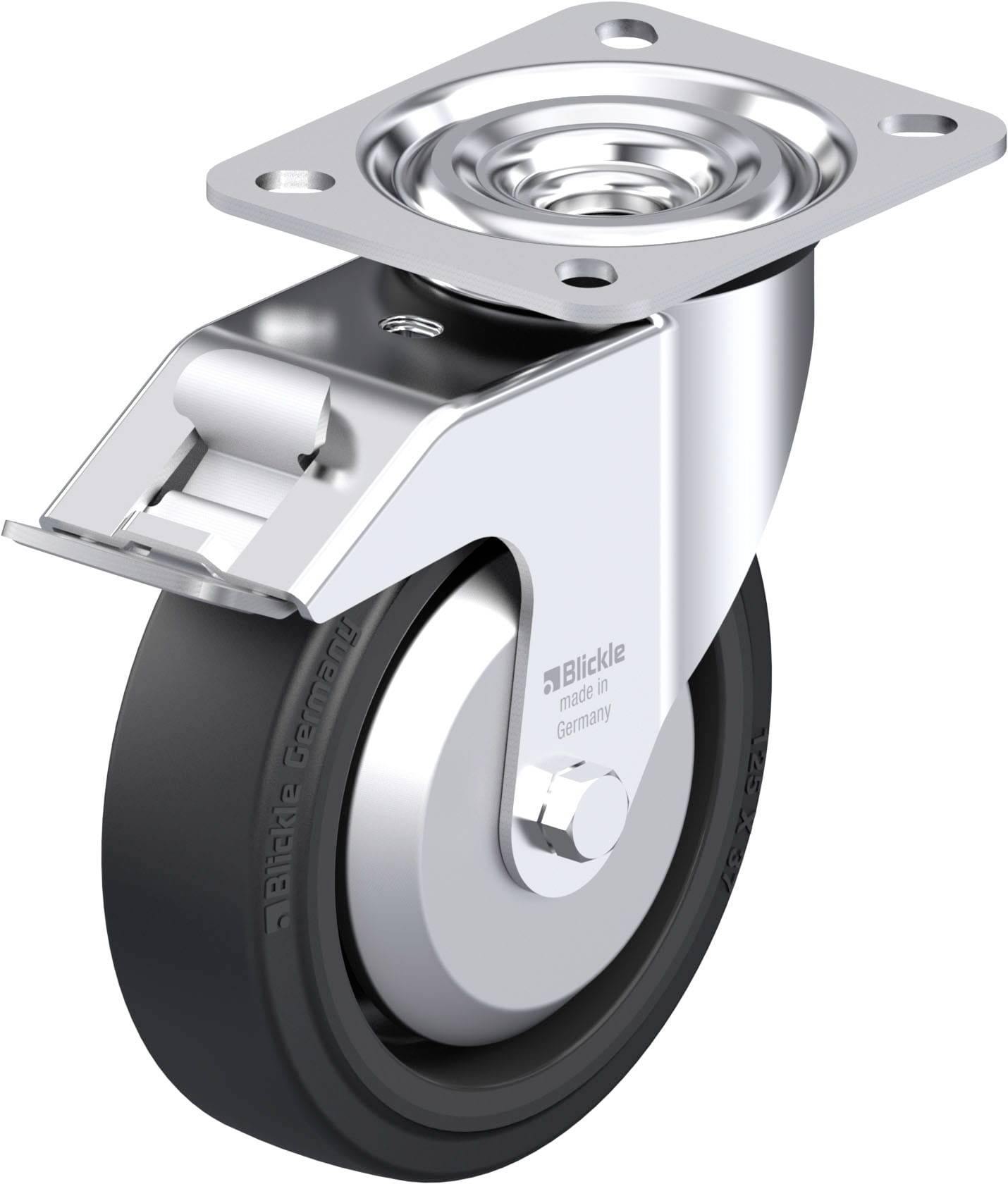 Blickle 850554 L-POEV 125XR-FI-FA Stahlblech-Lenkrolle Rad-Durchmesser: 125mm Tragfähigkeit (max.): 250kg 1St.