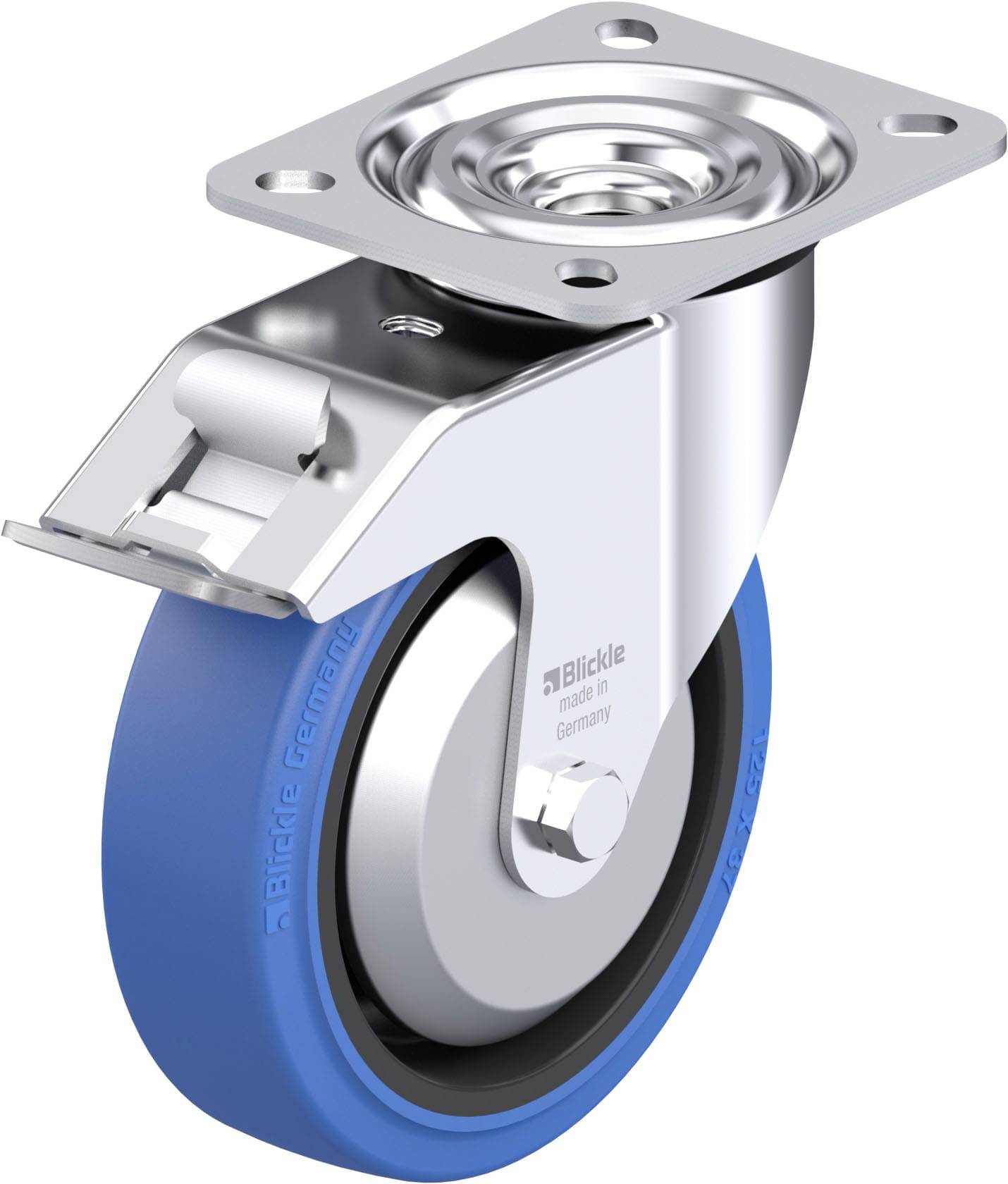 Blickle 850551 L-POEV 125XR-FI-SB-FA Stahlblech-Lenkrolle Rad-Durchmesser: 125mm Tragfähigkeit (max.): 250kg 1St.