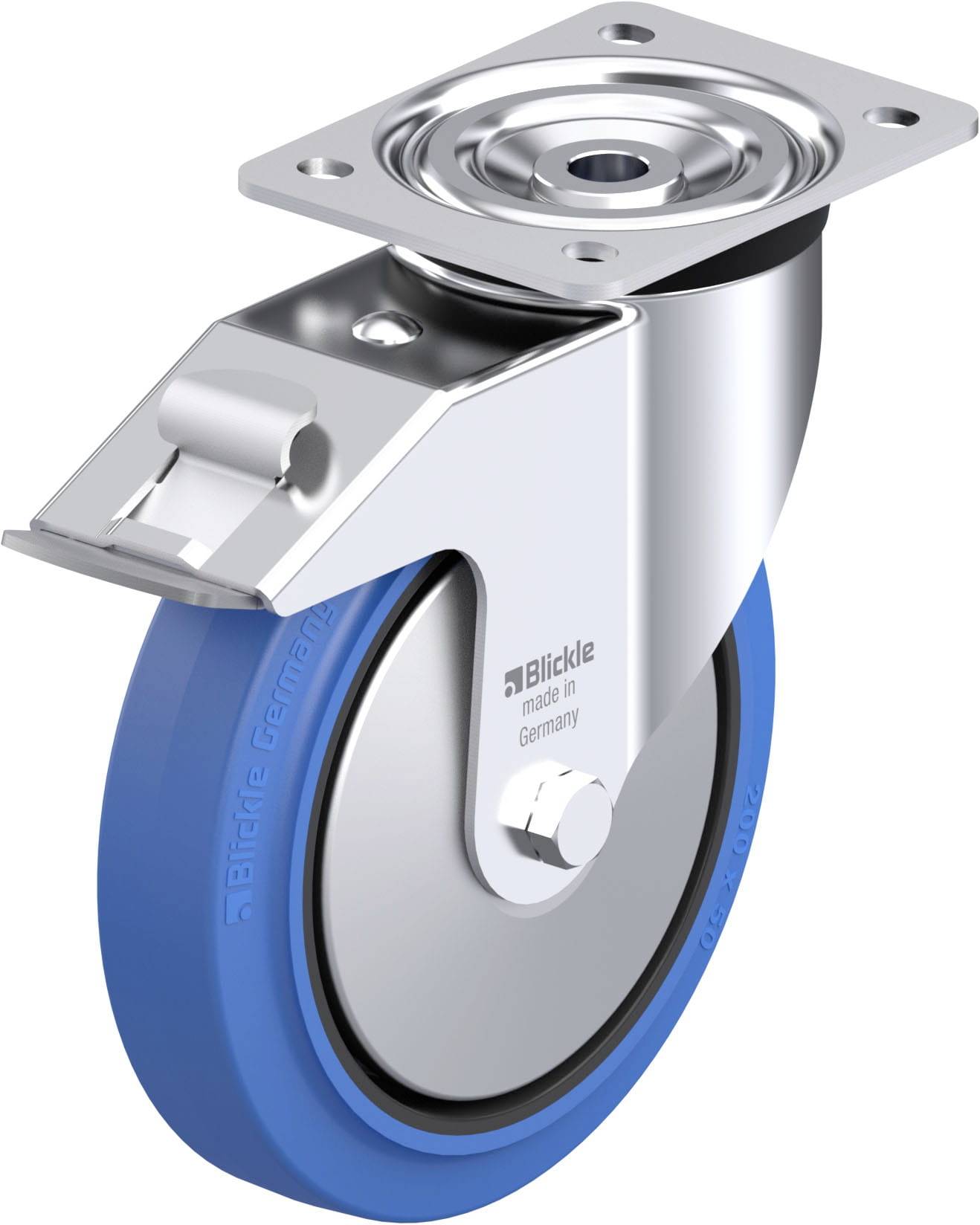 Blickle 749371 L-POEV 200KA-FI-SB-FA Stahlblech-Lenkrolle Rad-Durchmesser: 200mm Tragfähigkeit (max.): 400kg 1St.