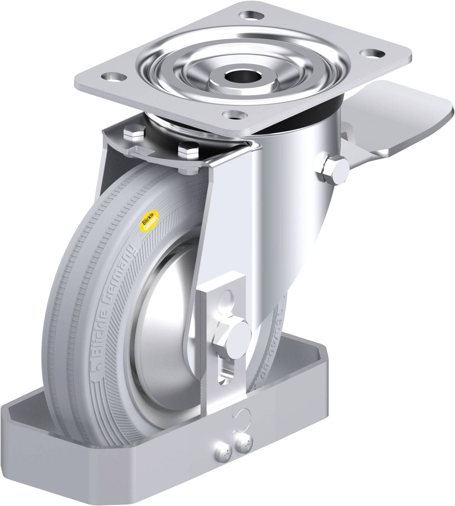 Blickle 938425 L-RD 162R-ST-VLI-FA-FS Stahlblech-Lenkrolle Rad-Durchmesser: 160mm Tragfähigkeit (max.): 225kg 1St.