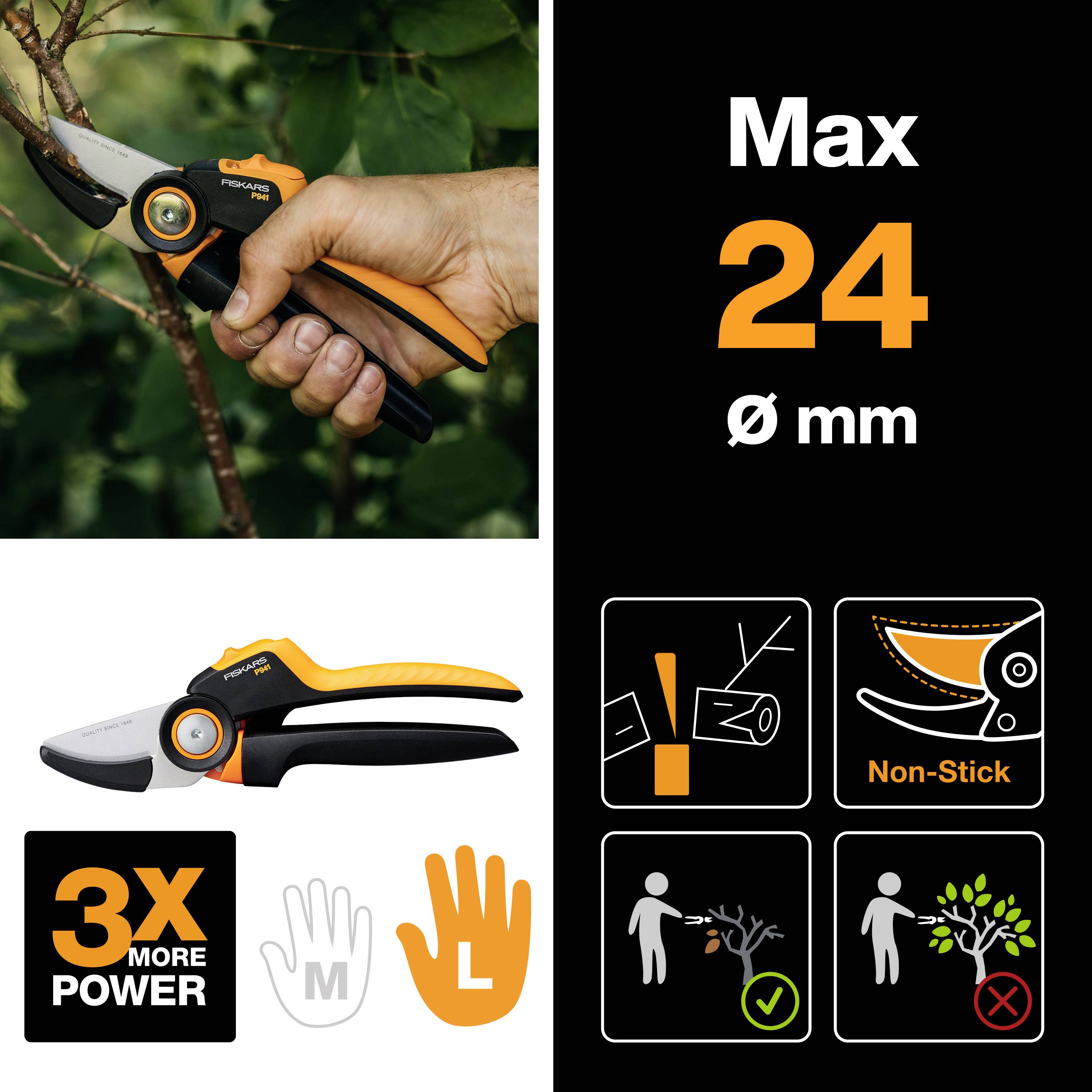 Fiskars 1057174 X-series™ P941 Gartenschere 221 mm