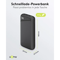 Goobay Powerbank 20000 mAh LiPo Schwarz Statusanzeige Goobay Powerbank 20000 mAh LiPo Schwarz Statusanzeige