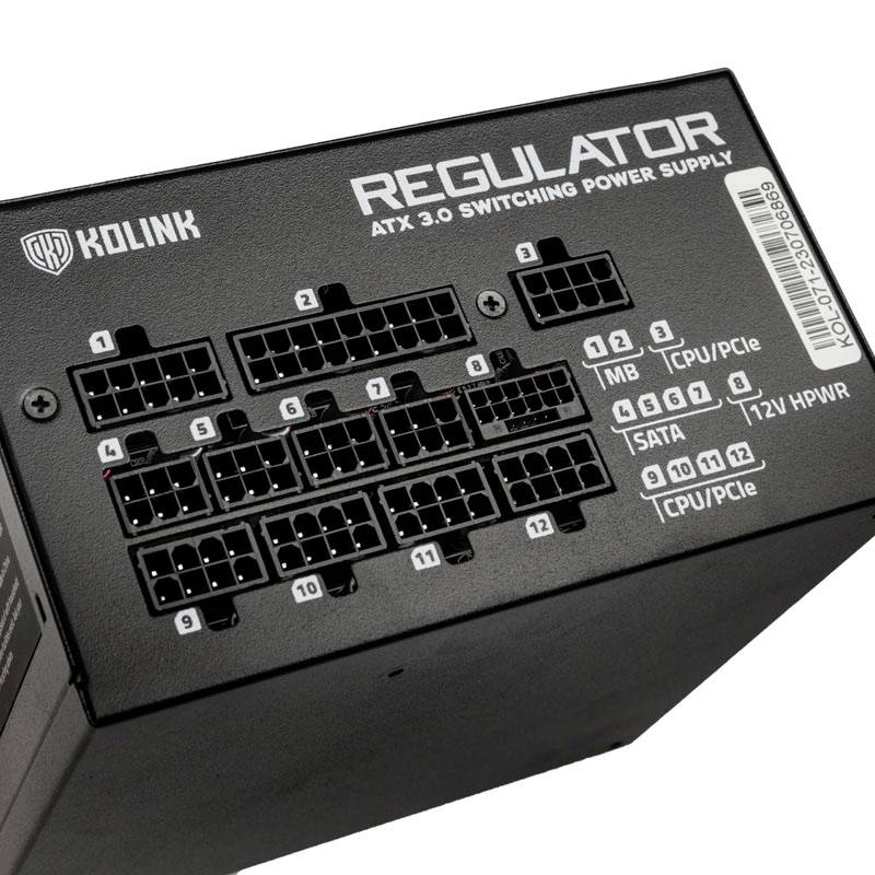 Netzteil mit verschiedenen Anschlussarten, beschriftet: 1-7 für MB, 8-9 für CPU/PCIe, 10-11 für SATA, 12 für weiteren CPU/PCIe.