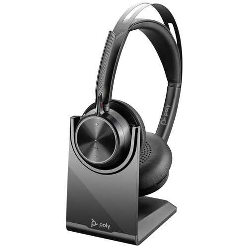 POLY Voyager Focus 2 UC On Ear Headset Bluetooth®, kabelgebunden Stereo Schwarz Headset, inkl. Lade