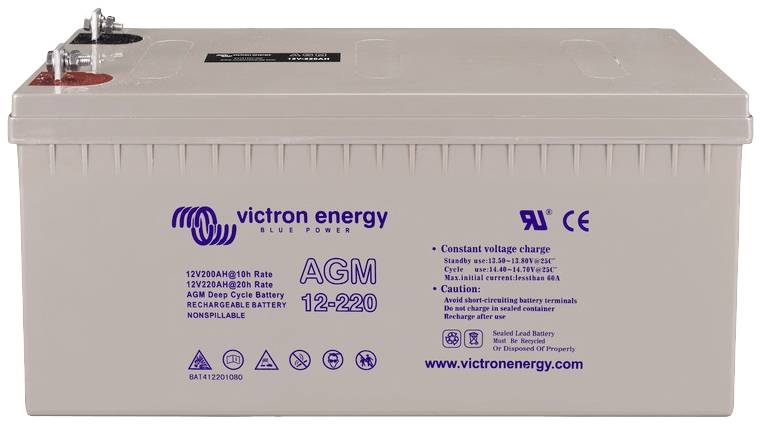 Victron Energy BAT412201085 Bleiakku 12V 220Ah Blei-Gel (B x H x T) 522 x 240 x 224mm M8-Schraubanschluss Wartungsfrei