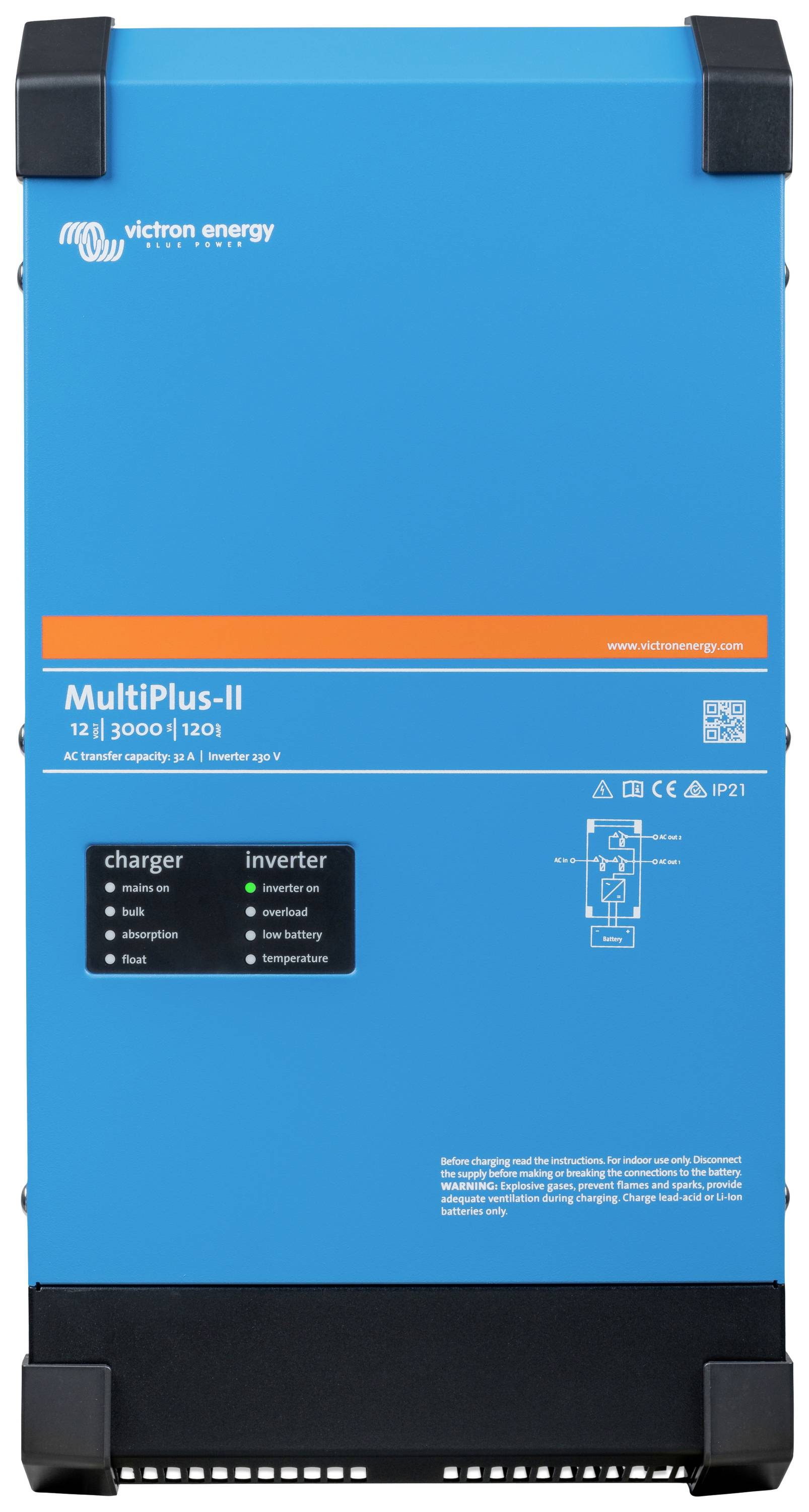 Victron Energy Wechselrichter MultiPlus-II 12/3000/120-32 230V 3000W 12V - 230V integrierter Laderegler