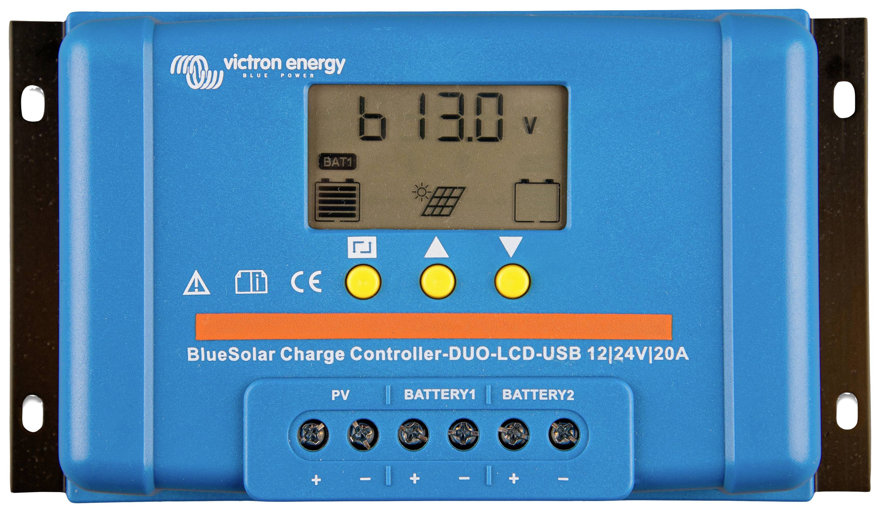 Victron Energy BlueSolar PWM DUO-LCD & USB 12 / 24V-20A Laderegler PWM 12 V, 24V 20A