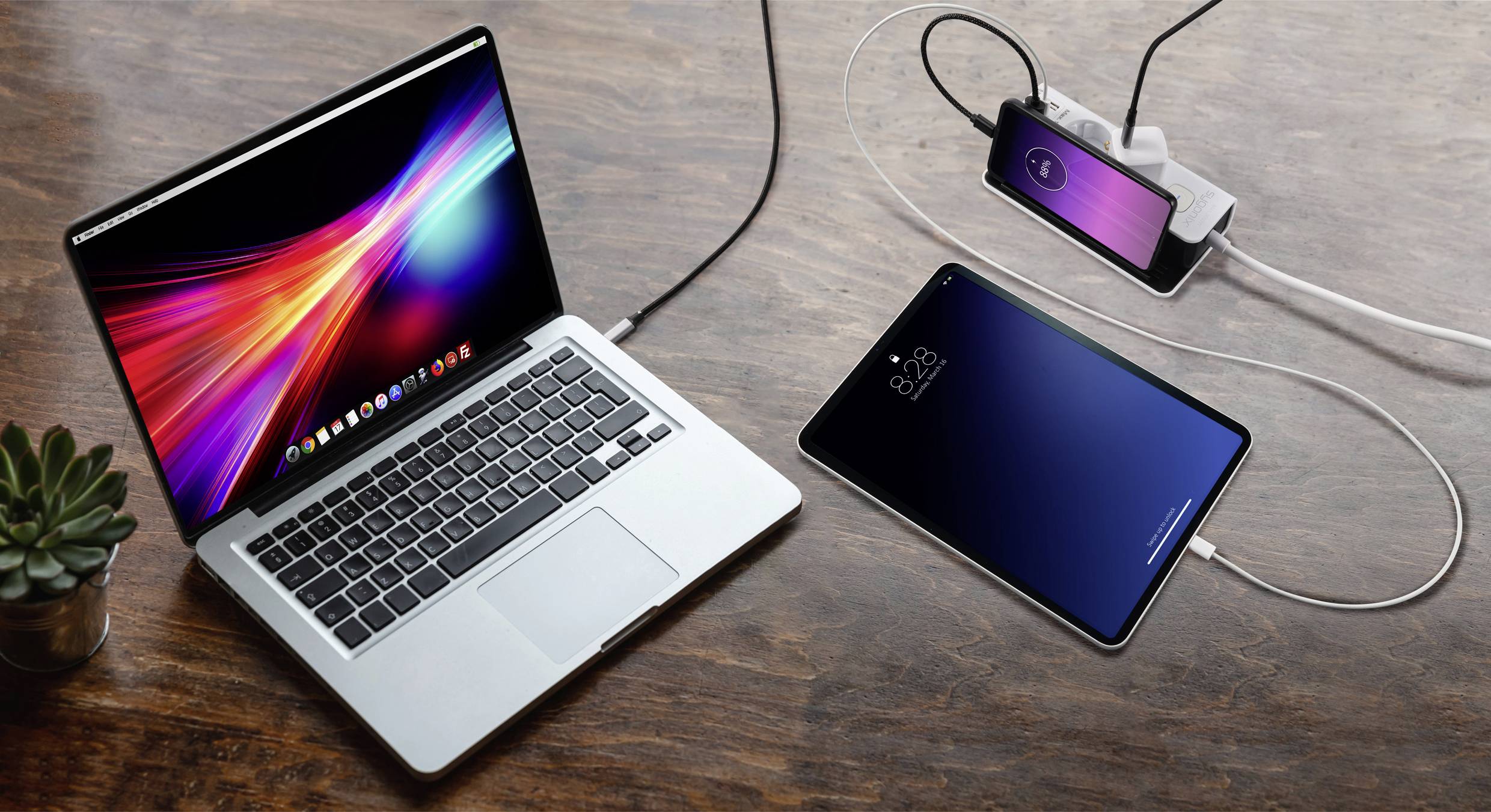 Sygonix SY-6118232 Tischsteckdose 2fach Weiß, Schwarz Schutzkontakt 1St.