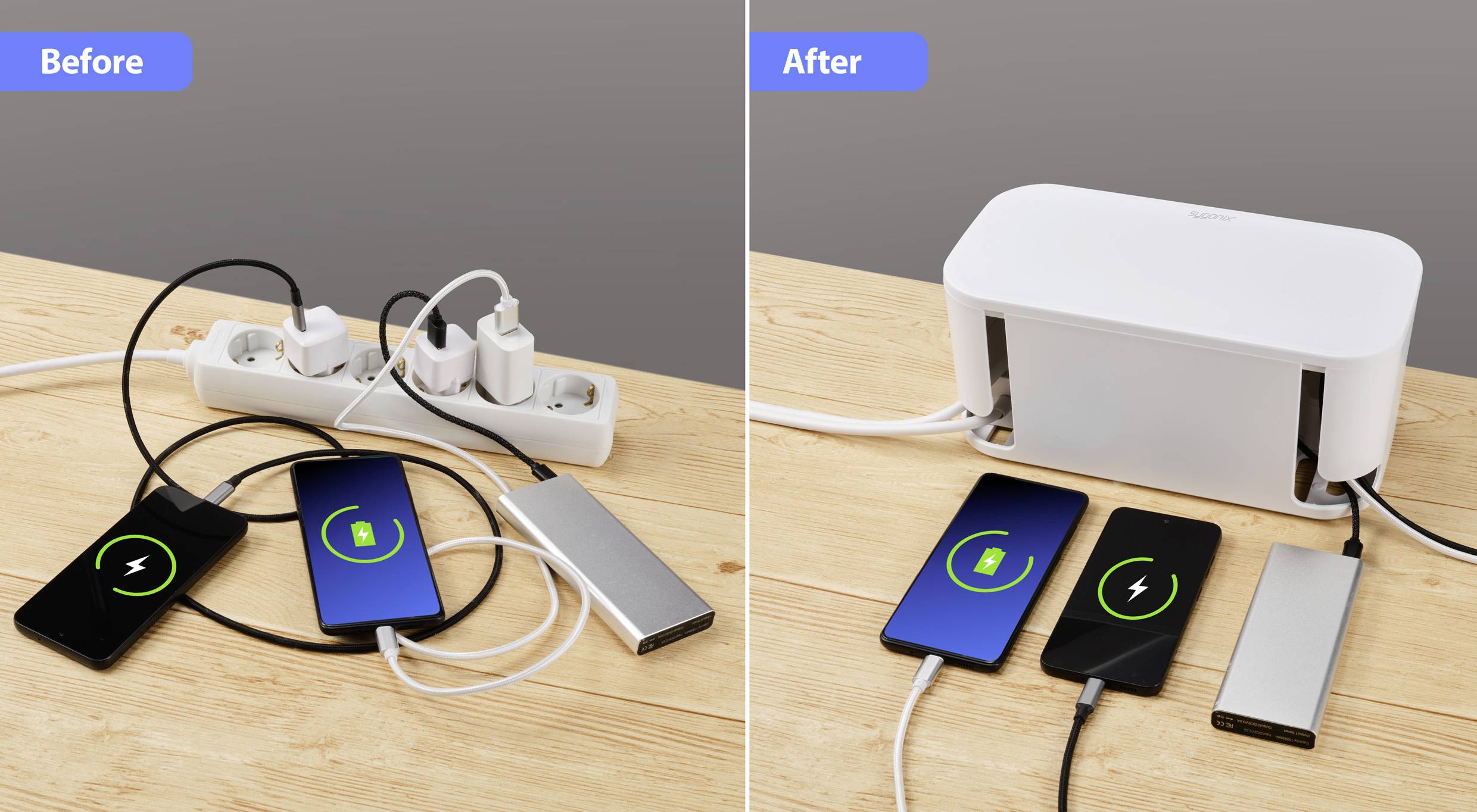 Sygonix SY-6118238 Steckerbox mit Steckdosenleiste 5fach Weiß Schutzkontakt 1St.