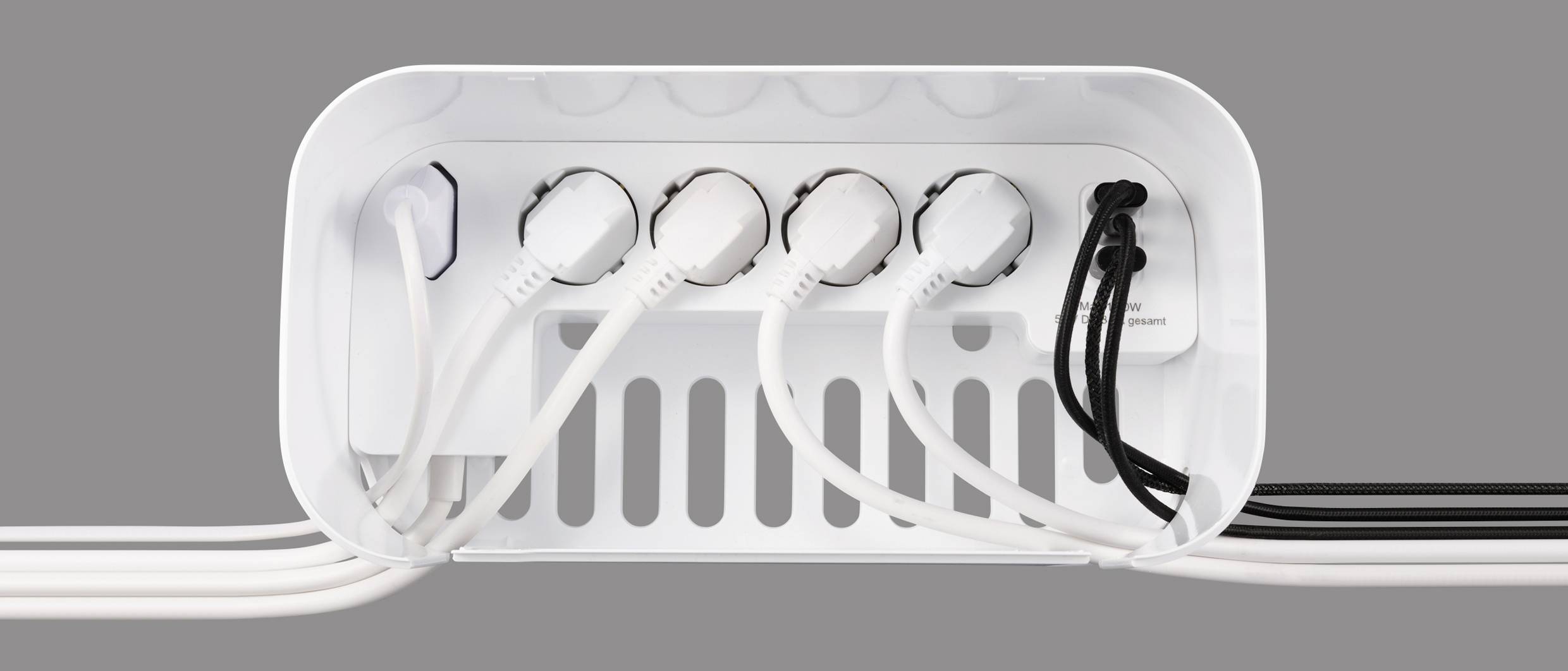 Sygonix SY-6118238 Steckerbox mit Steckdosenleiste 5fach Weiß Schutzkontakt 1St.