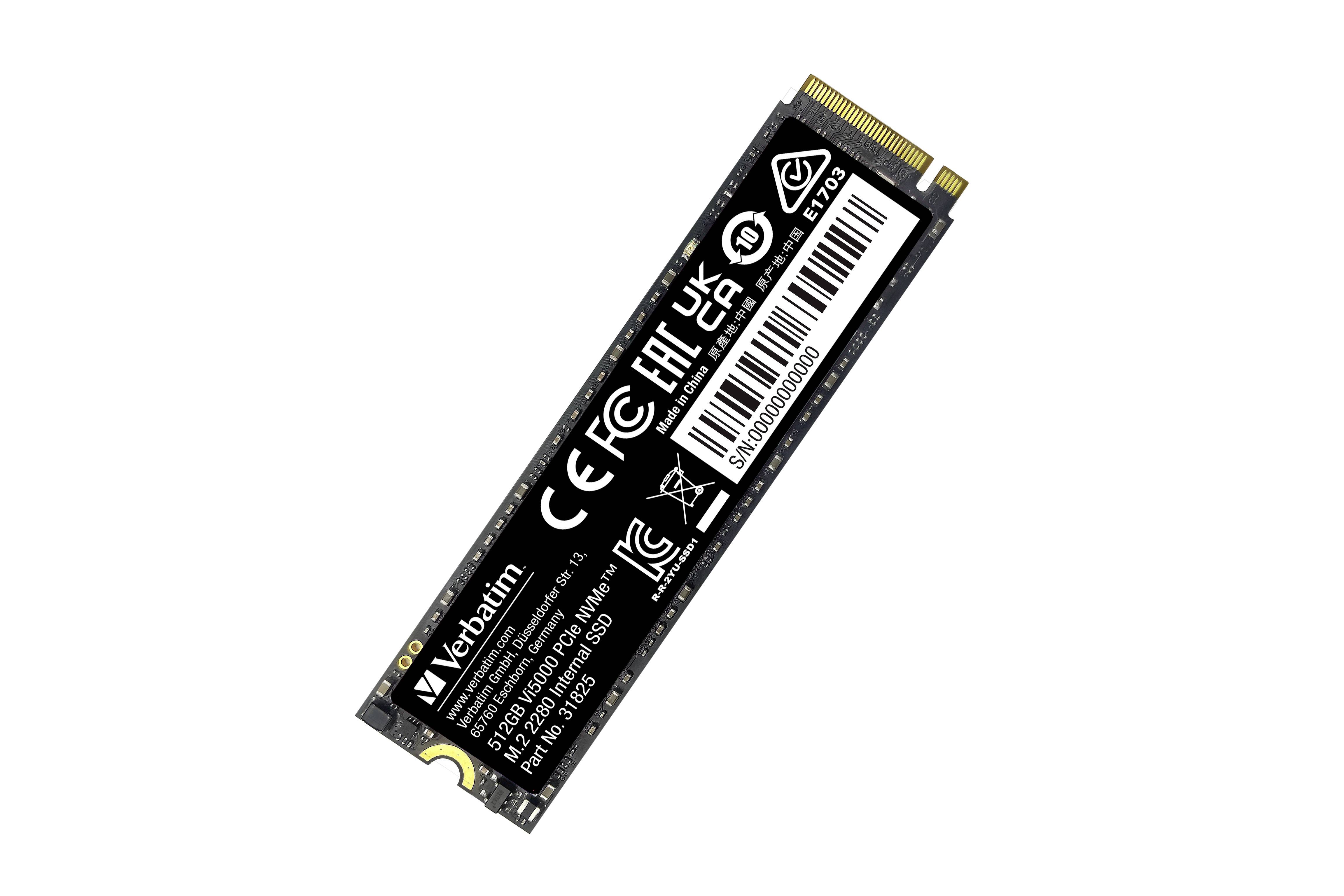 Verbatim Vi5000 512GB Interne M.2 PCIe NVMe SSD 2280 M.2 NVMe PCIe 4.0 x4 Retail 31825