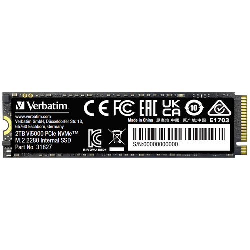 Verbatim Vi5000 2 TB Interne M.2 PCIe NVMe SSD 2280 M.2 NVMe PCIe 4.0 x4 Retail 31827