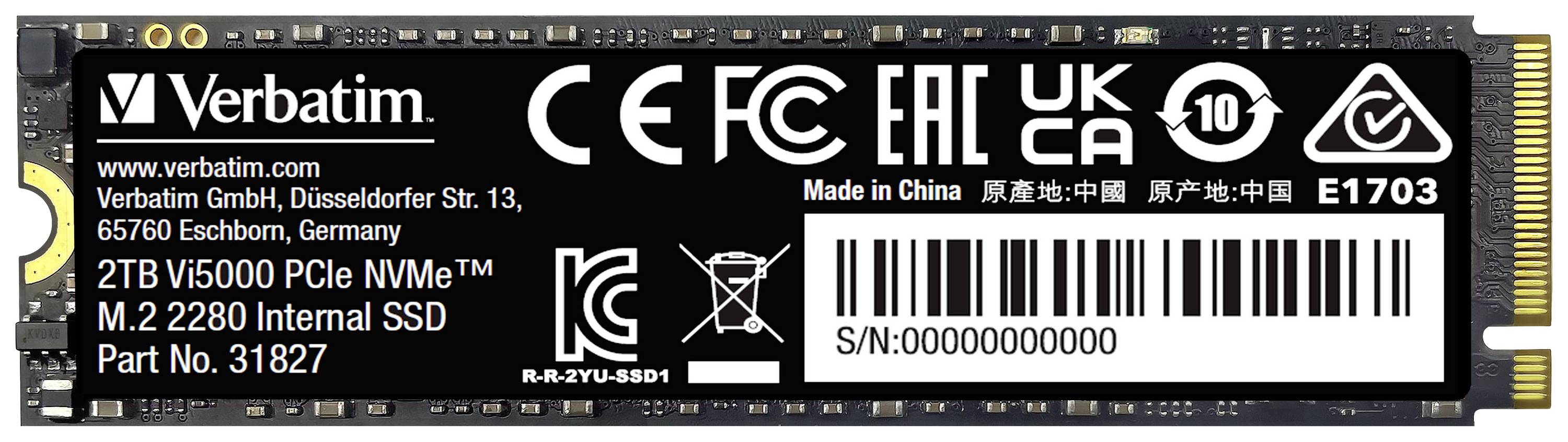 Verbatim Vi5000 2TB Interne M.2 PCIe NVMe SSD 2280 M.2 NVMe PCIe 4.0 x4 Retail 31827