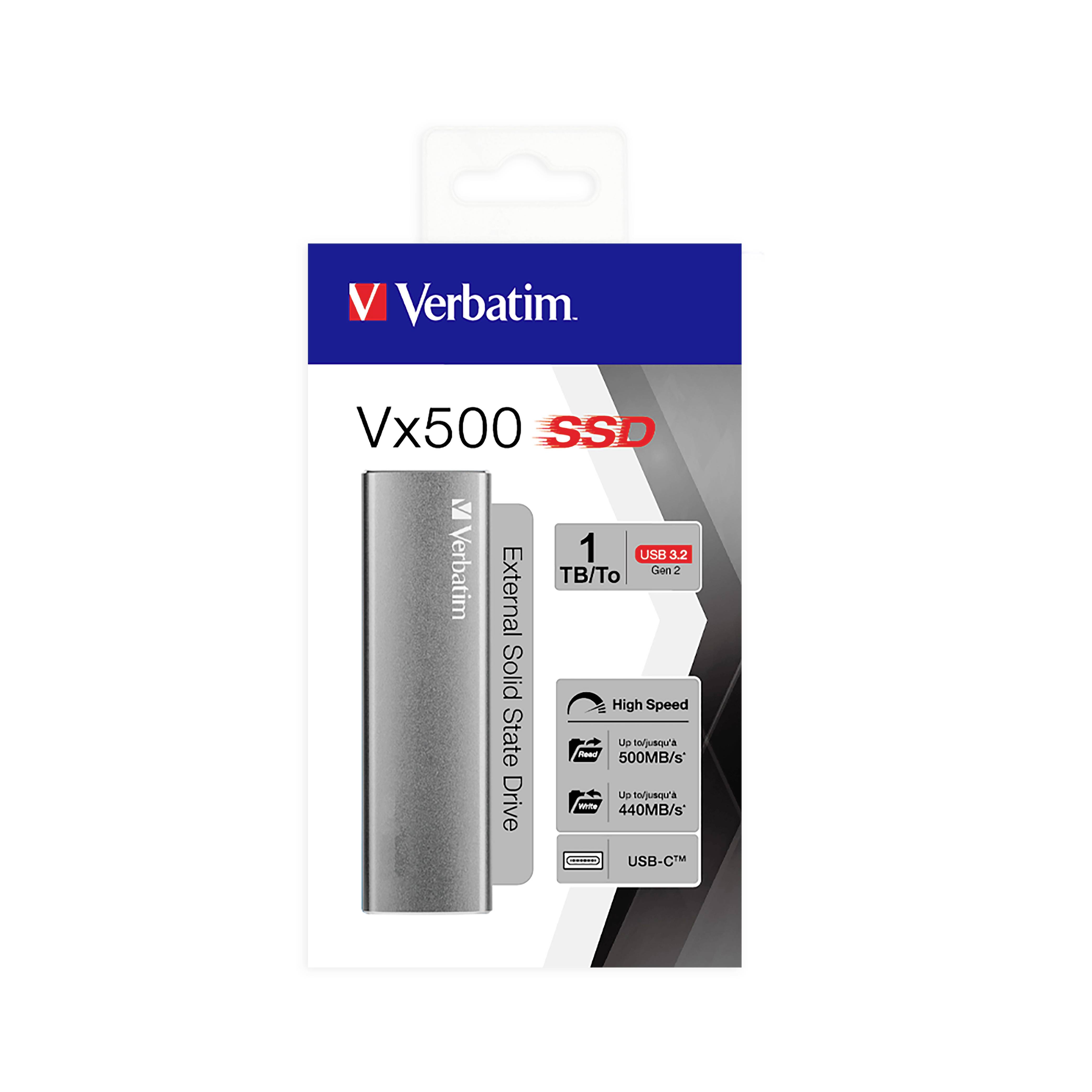 Verbatim Vx500 1TB Externe SSD USB-C® (USB 3.2 Gen 2) Grau 47444