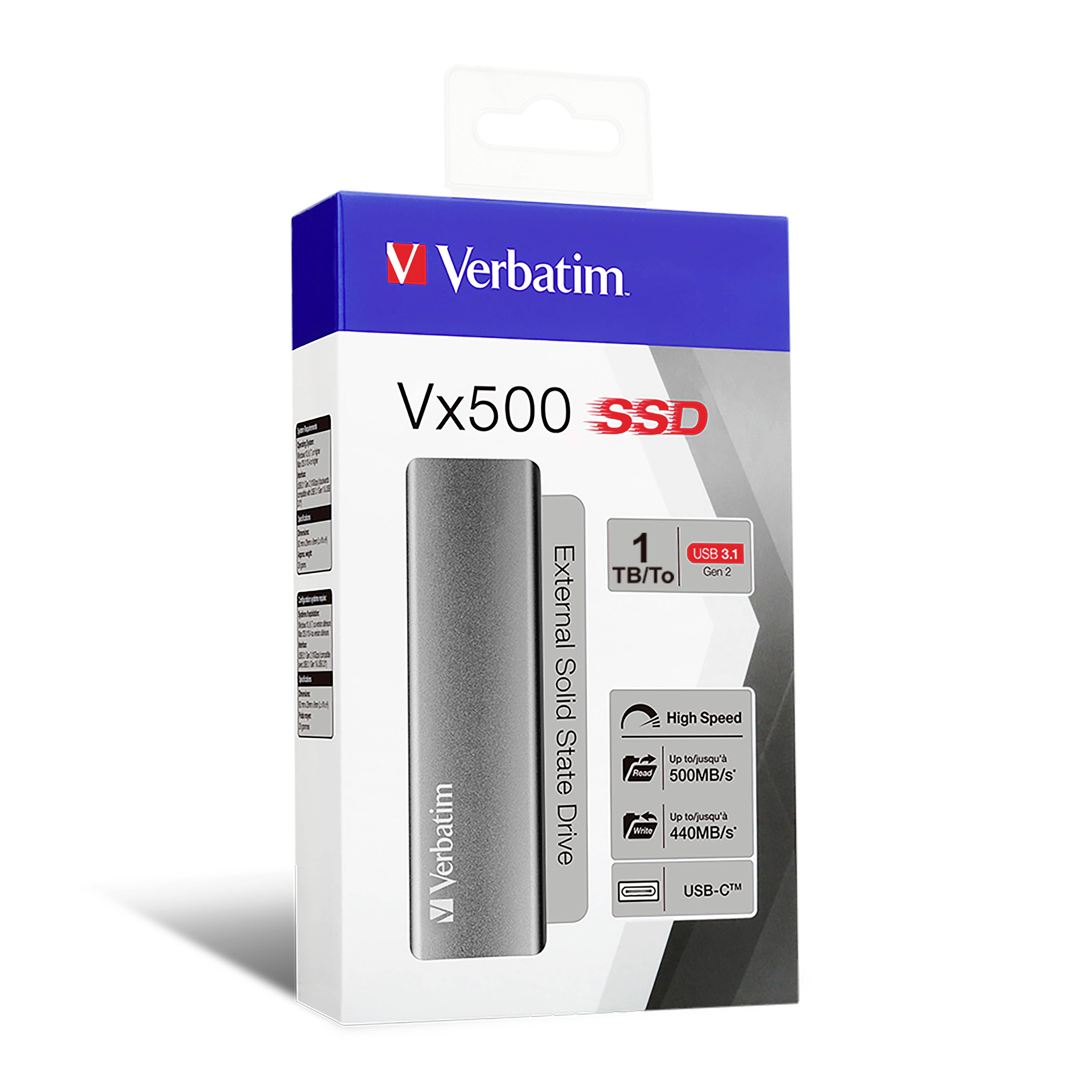 Verbatim Vx500 1TB Externe SSD USB-C® (USB 3.2 Gen 2) Grau 47444