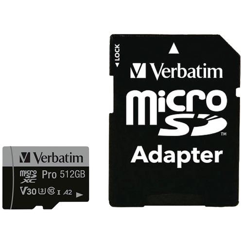 Verbatim Pro microSDXC-Karte 512 GB UHS-Class 3 4K-Videounterstützung, A2-Leistungsstandard, inkl.