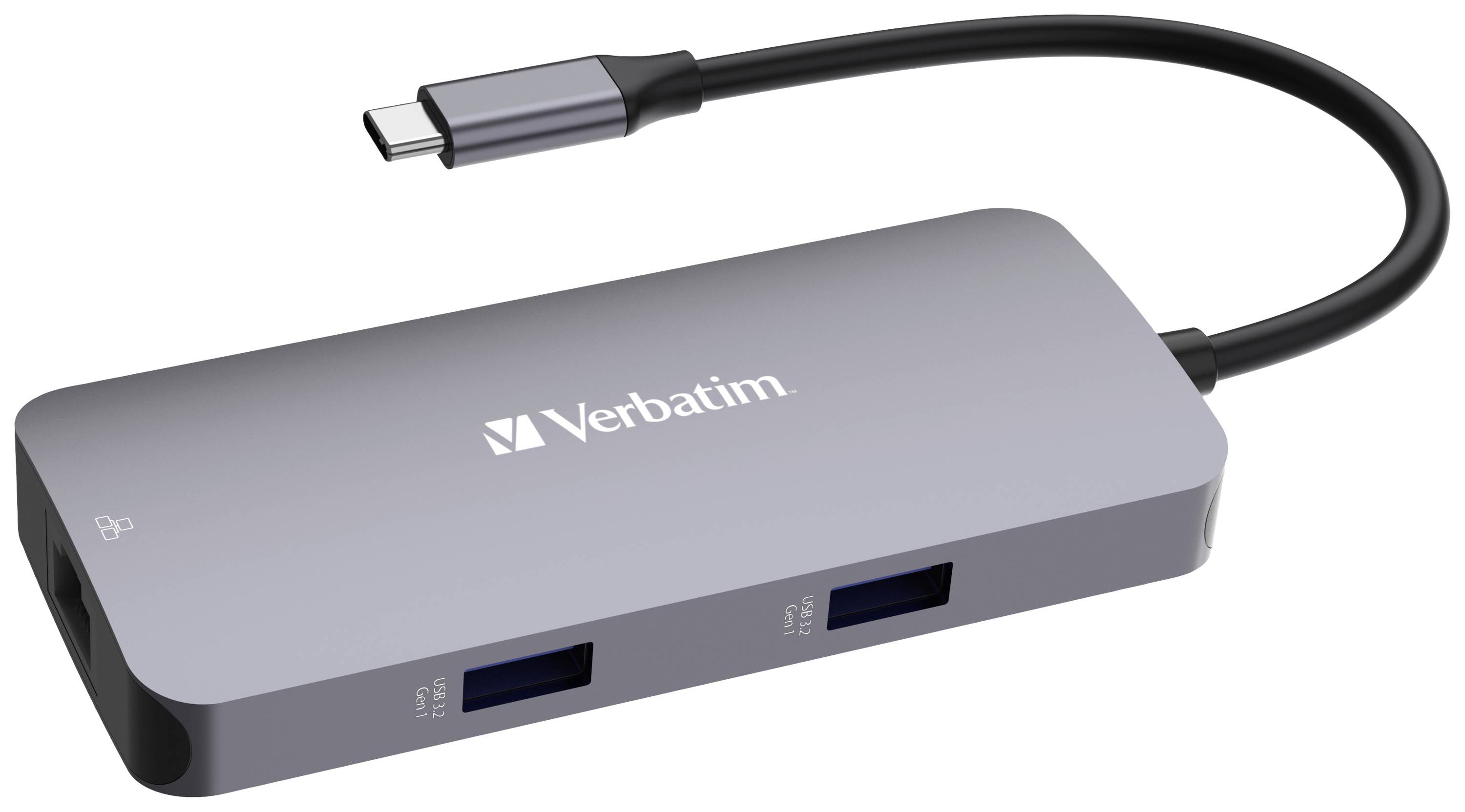 Verbatim CMH-05 5 Port USB-C® (USB 3.2 Gen 1) Multiport Hub mit eingebautem Netzwerk-Anschluss, mit Schnellladeport, mit USB-C® Stecker, Ultra HD-f
