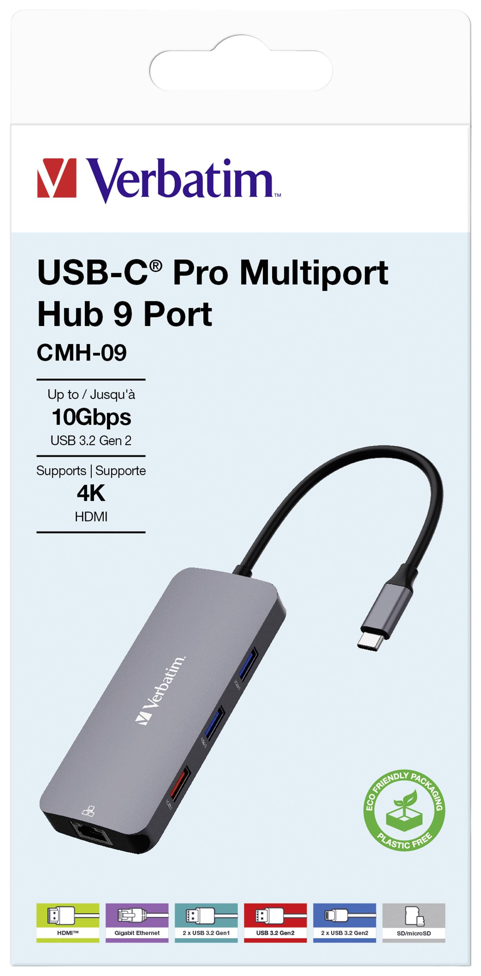 Verbatim 32152 USB-Hub 9 Port HDMI®, microSD, RJ45, SD, USB-A (USB 3.2 Gen 1), USB-A (USB 3.2 Gen 1), USB-A (USB 3.2 Gen 2)