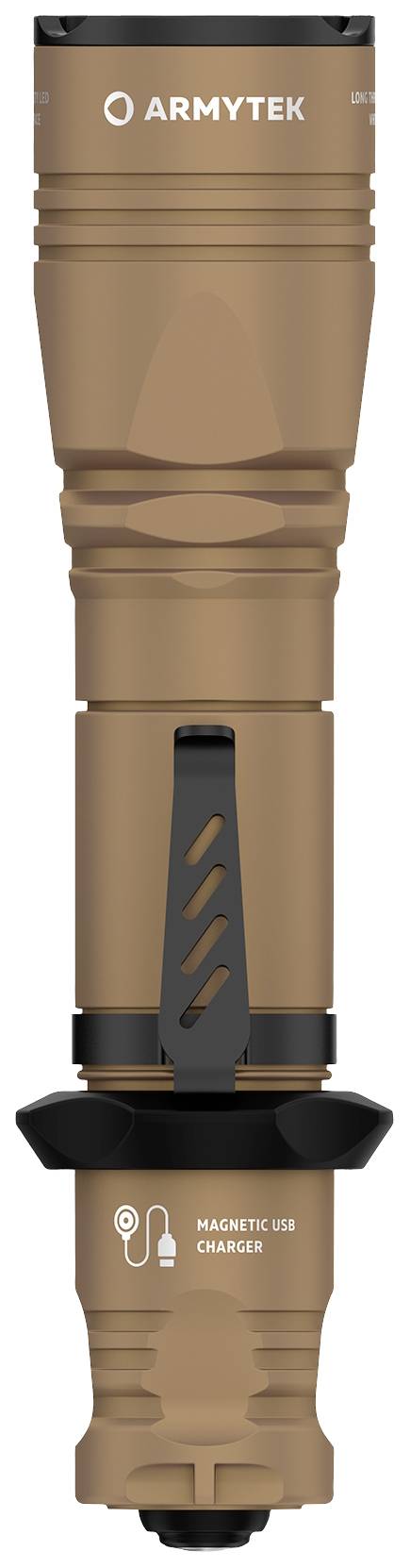ArmyTek Dobermann Pro Magnet USB Sand Warm LED Taschenlampe mit Handschlaufe, mit Holster akkubetrieben 1400lm 164g