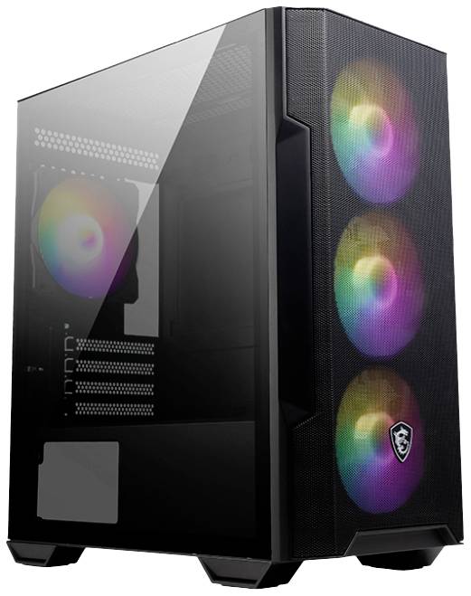 MSI M100R Midi-Tower PC-Gehäuse Schwarz 4 Vorinstallierte LED Lüfter, Staubfilter, Seitenfenster